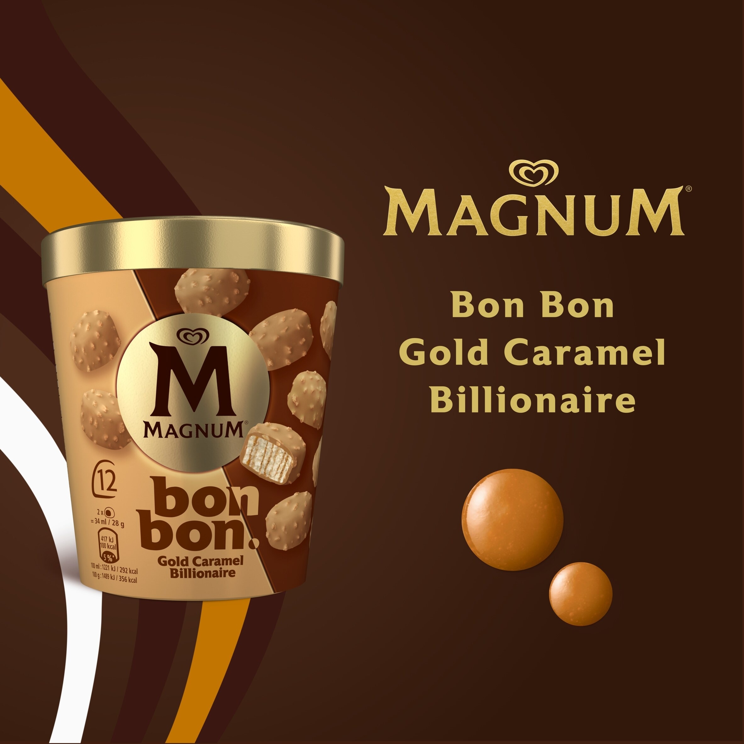 Magnum Bonbon Gold Caramel Billionaire Ice Cream Frozen Snack 204ml thumbnail 5