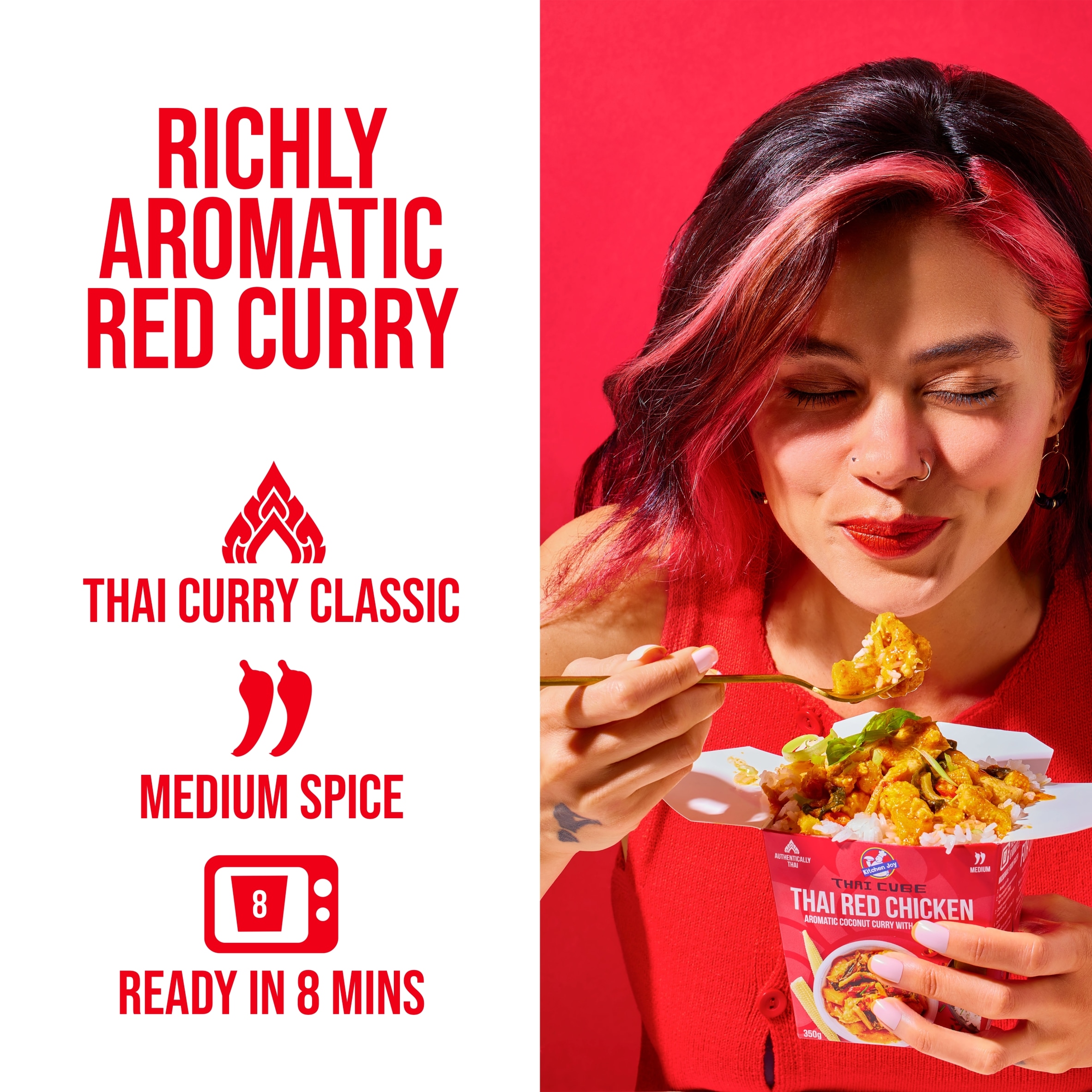 Kitchen Joy Thai Red Chicken Aromatic Coconut Curry with Jasmine Rice 350g thumbnail 3