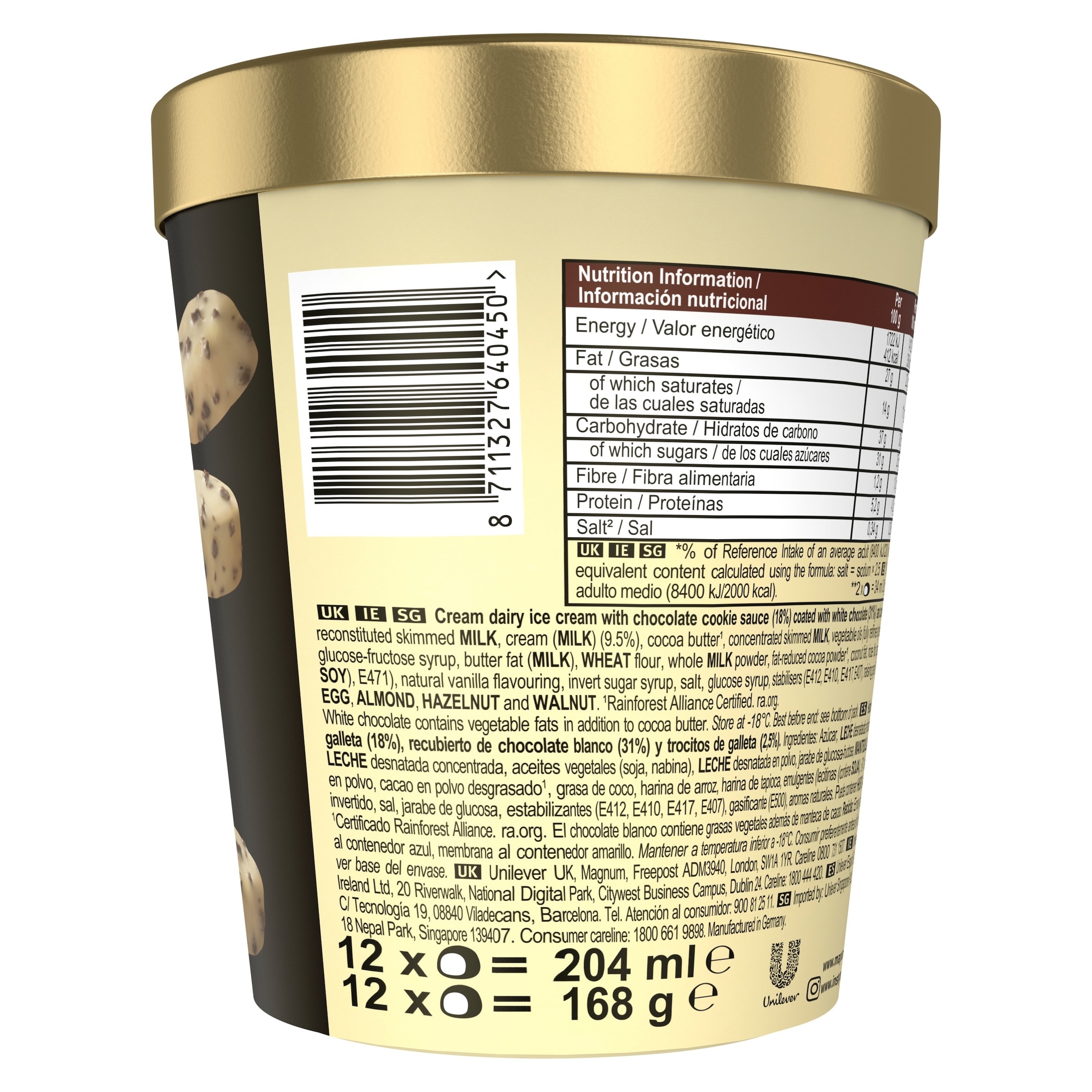 Magnum Bonbon White Chocolate & Cookies Ice Cream Frozen Snack 204ml thumbnail 2