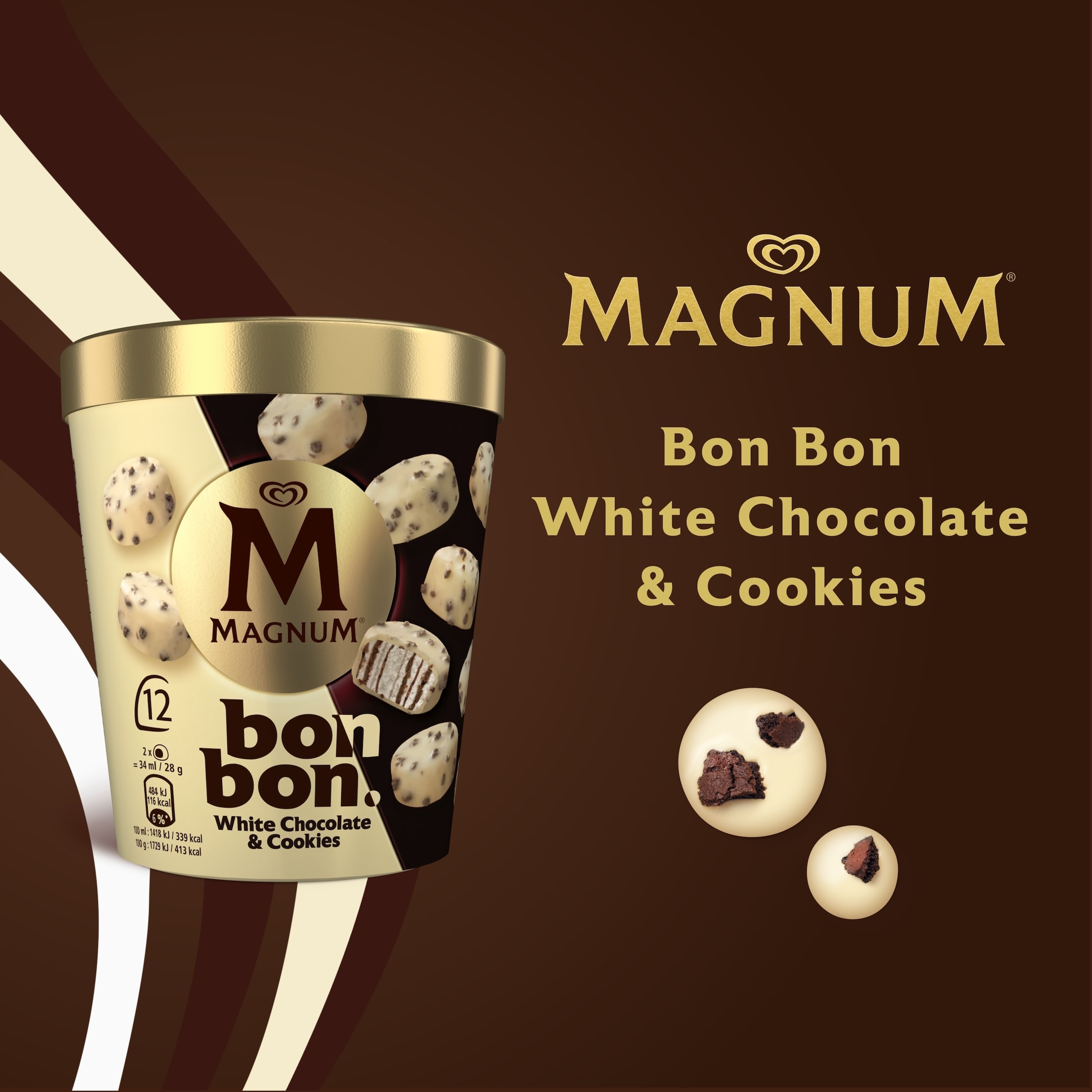 Magnum Bonbon White Chocolate & Cookies Ice Cream Frozen Snack 204ml thumbnail 5