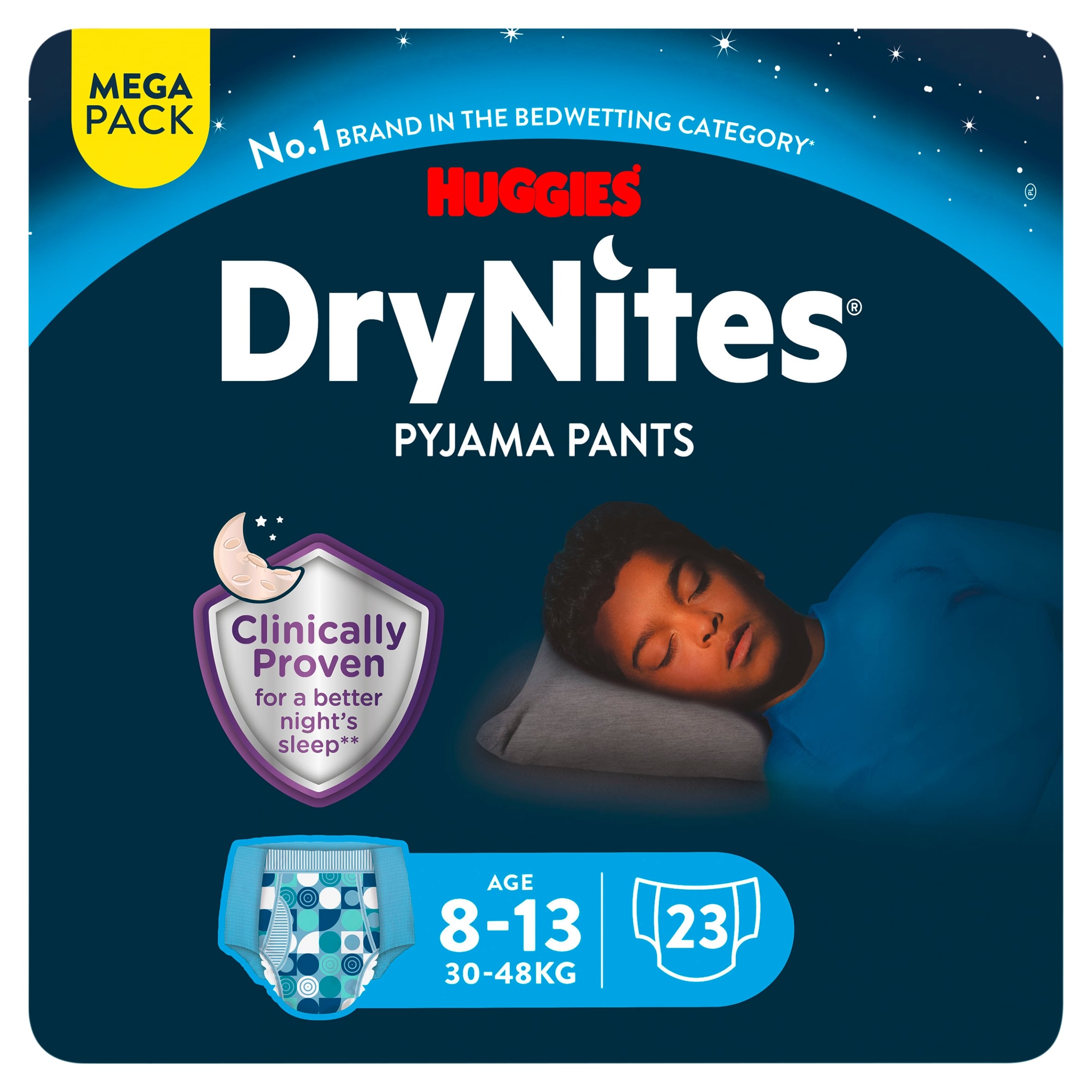 Huggies DryNites Bedwetting Pyjama Nappy Pants Boy 8-13Yr x 23