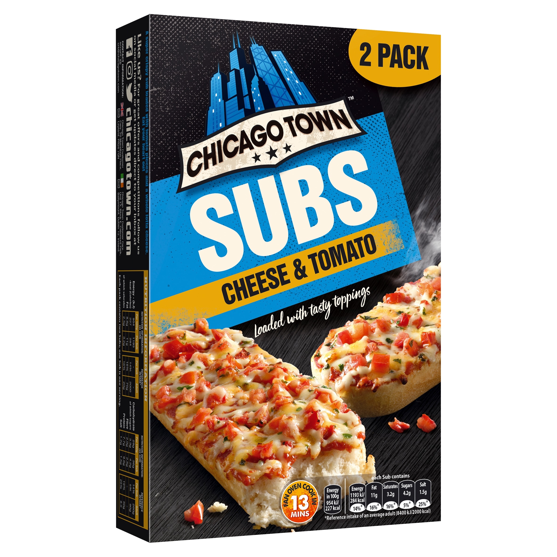 Chicago Town Subs Cheese & Tomato 2 x 125g thumbnail 2