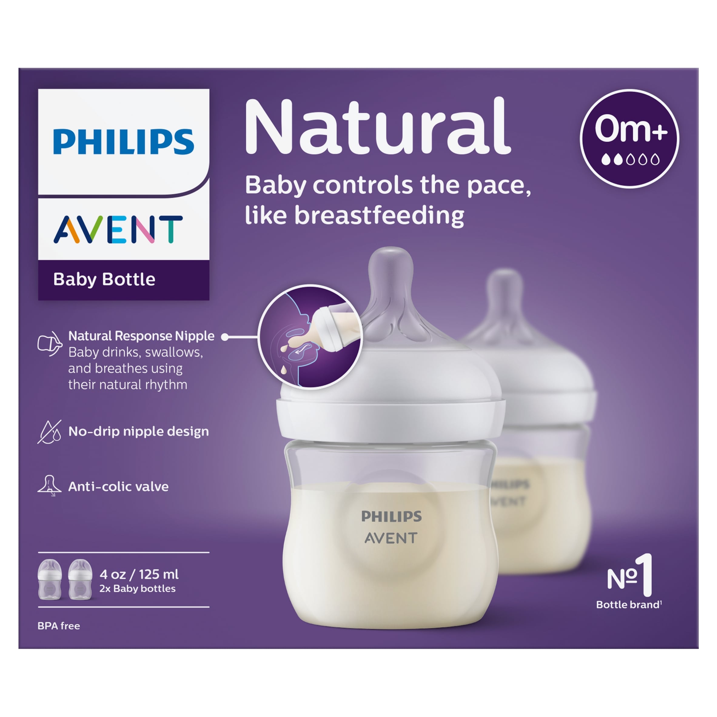 Philips Avent Natural Response Bottle 0m+ 2 x 125ml