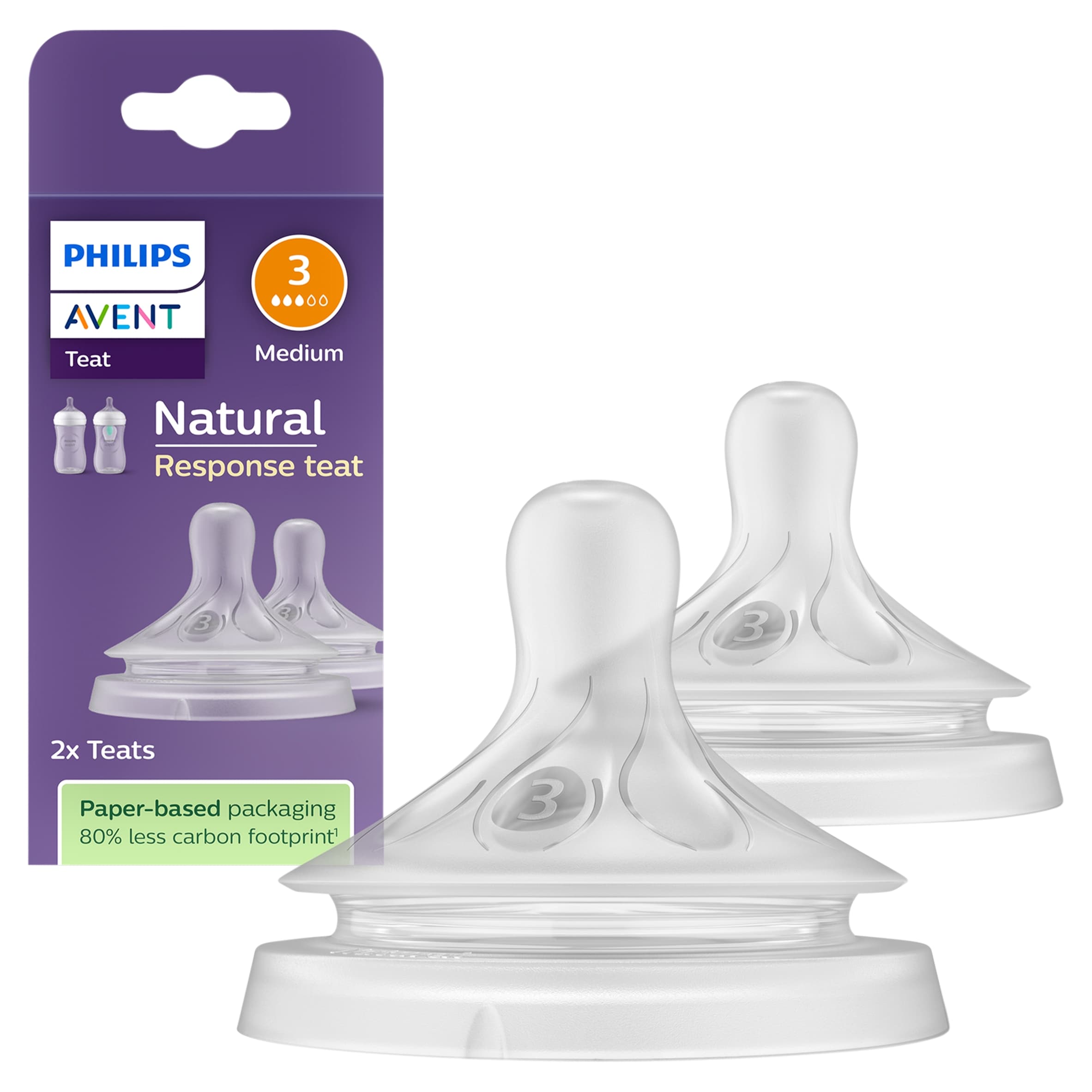 Philips Avent Natural Response 1m+ Flow 3 Teats 2 Pack