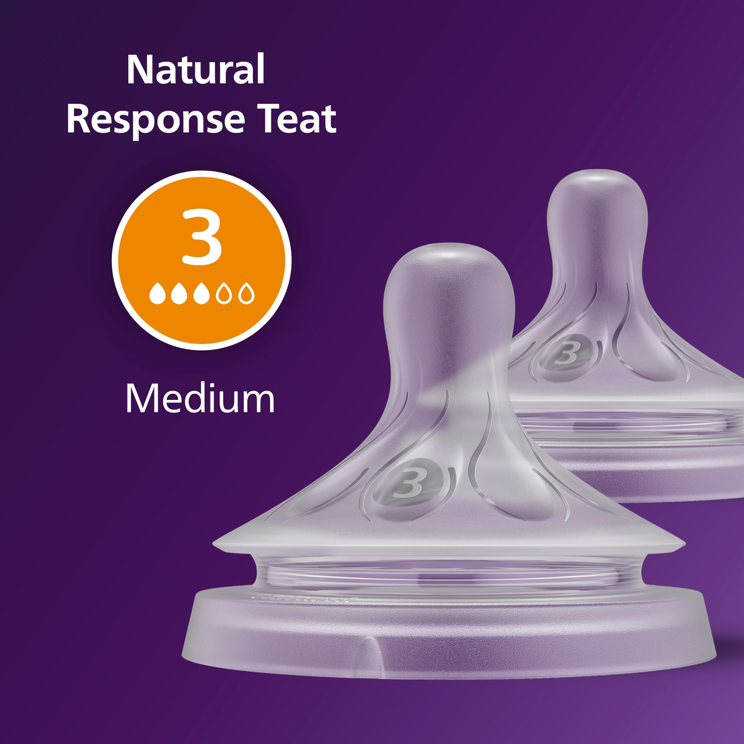 Philips Avent Natural Response 1m+ Flow 3 Teats 2 Pack thumbnail 2