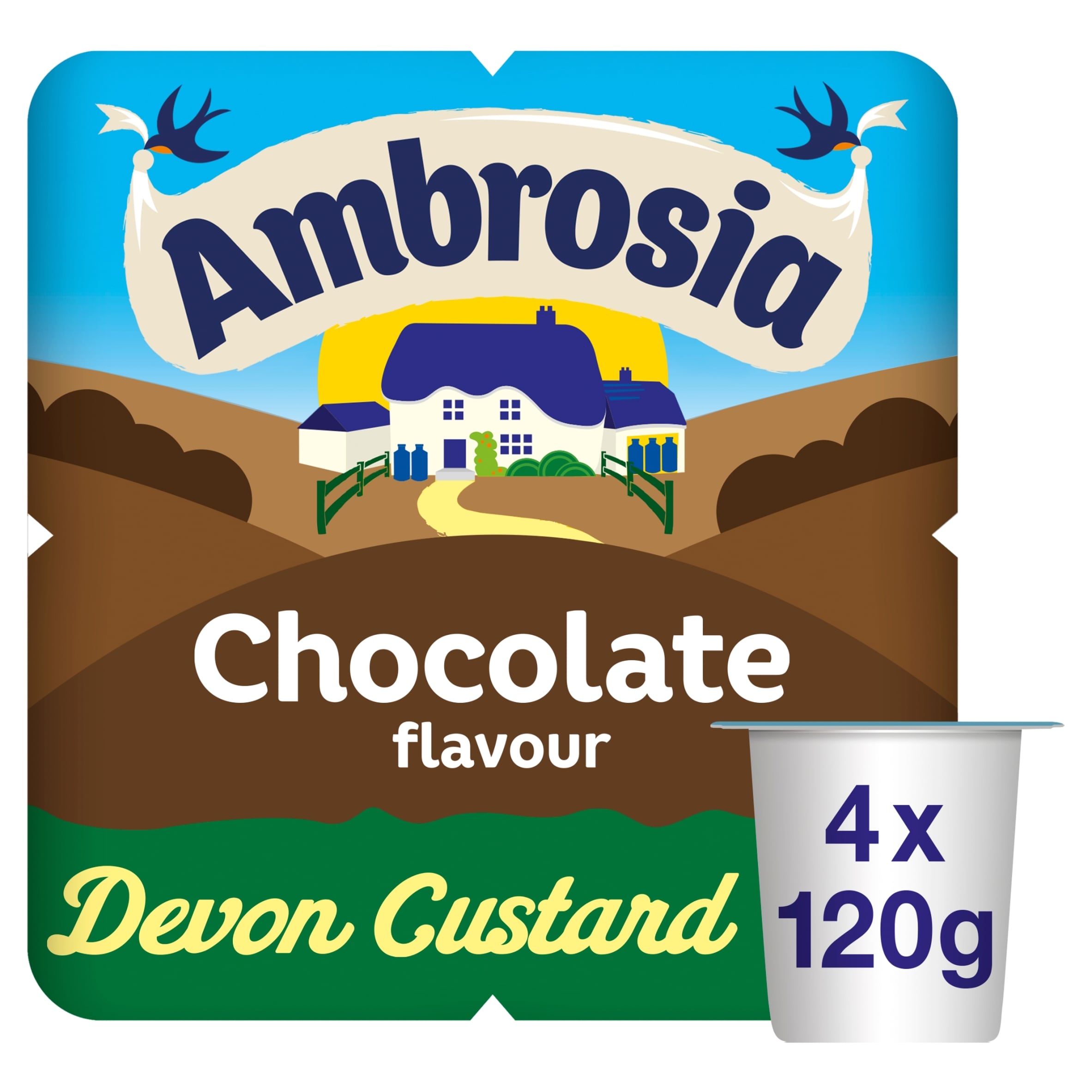 Ambrosia Chocolate Flavour Devon Custard 4 x 120g (480g)