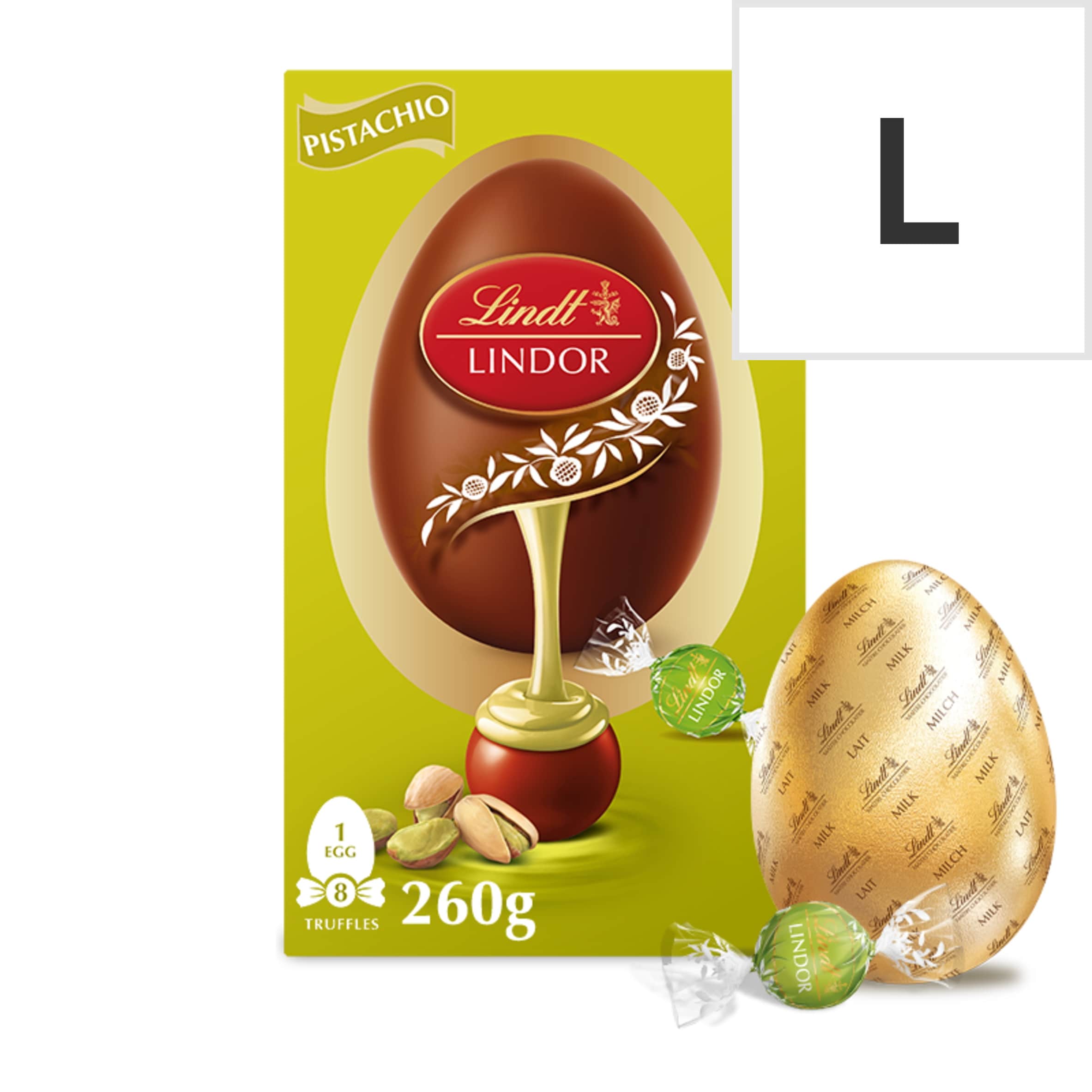 Lindt Lindor Milk Chocolate Egg with Lindor Pistachio Truffles 260g