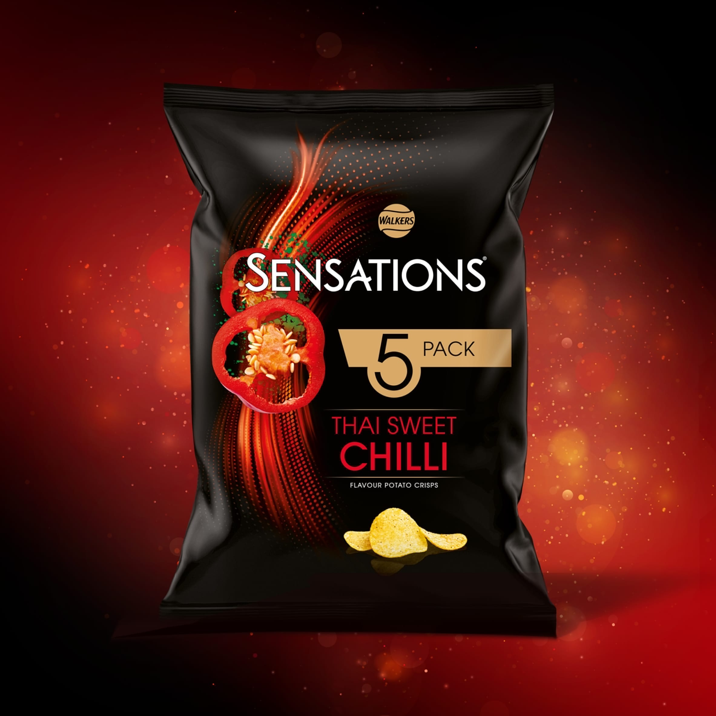 Walkers Sensations Multipack Crisps - Thai Sweet Chilli 5x25g thumbnail 2