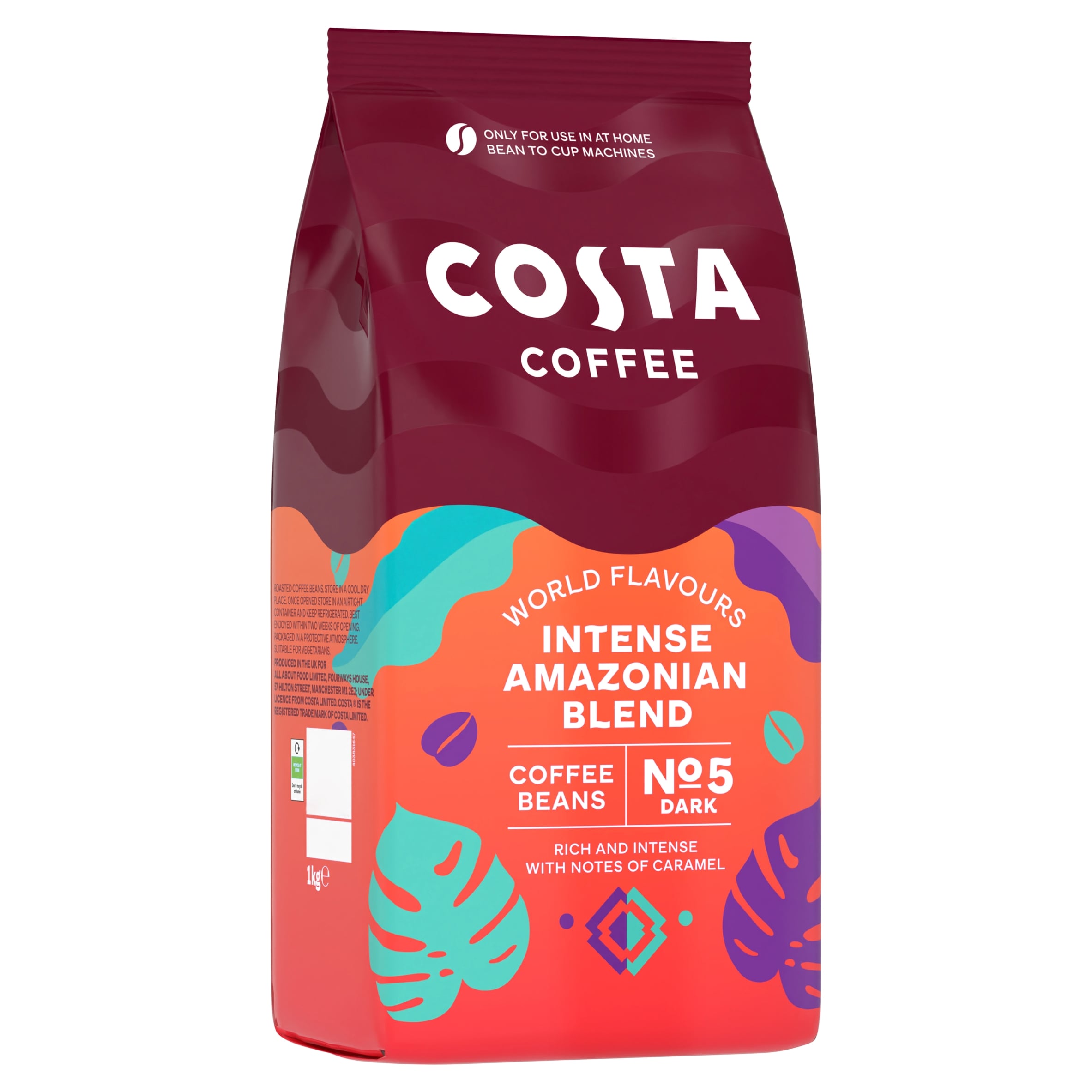 Costa Coffee Intense Amazonian Blend Coffee Beans 1kg thumbnail 2