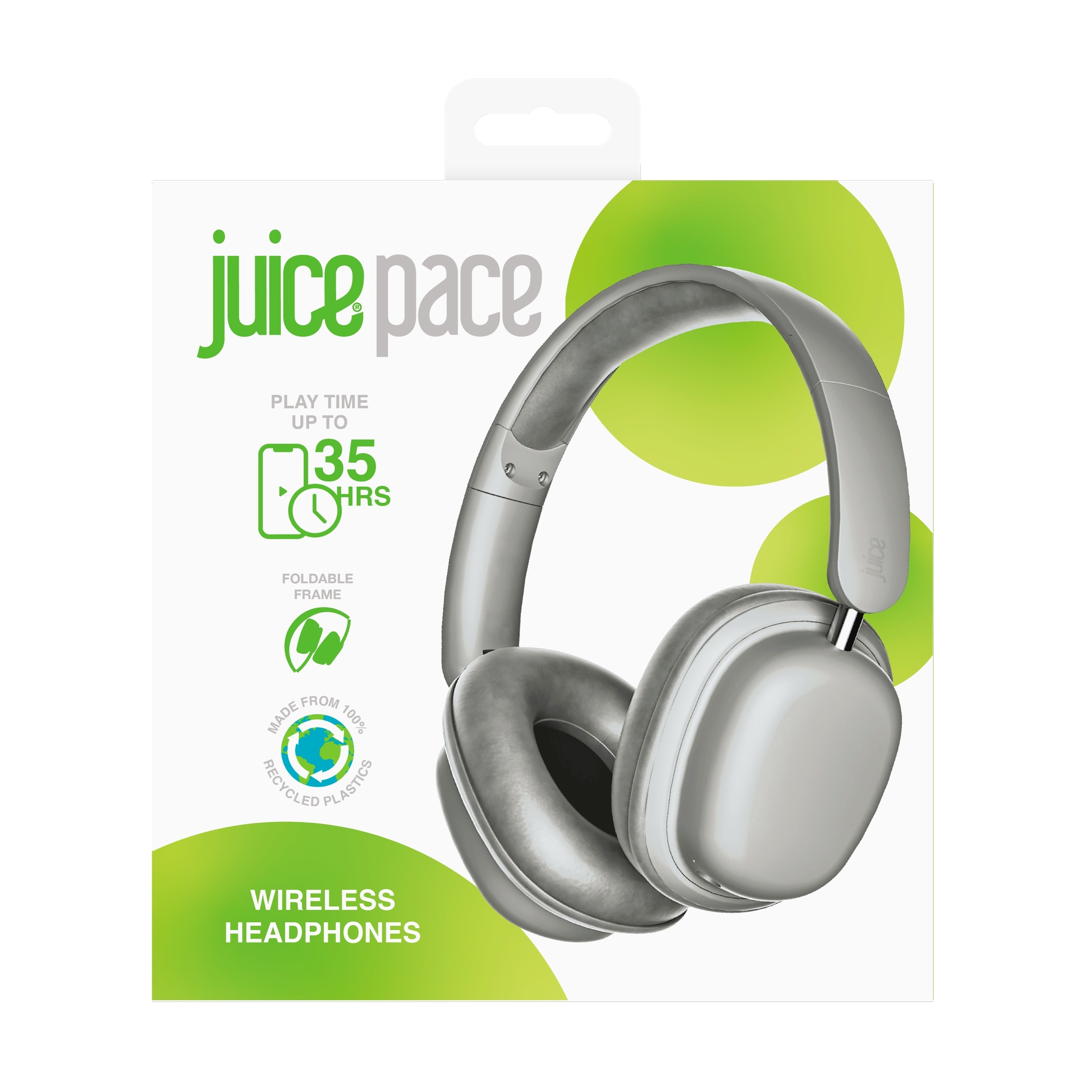 Juice Pace Wireless Bluetooth On Ear Headphones Grey