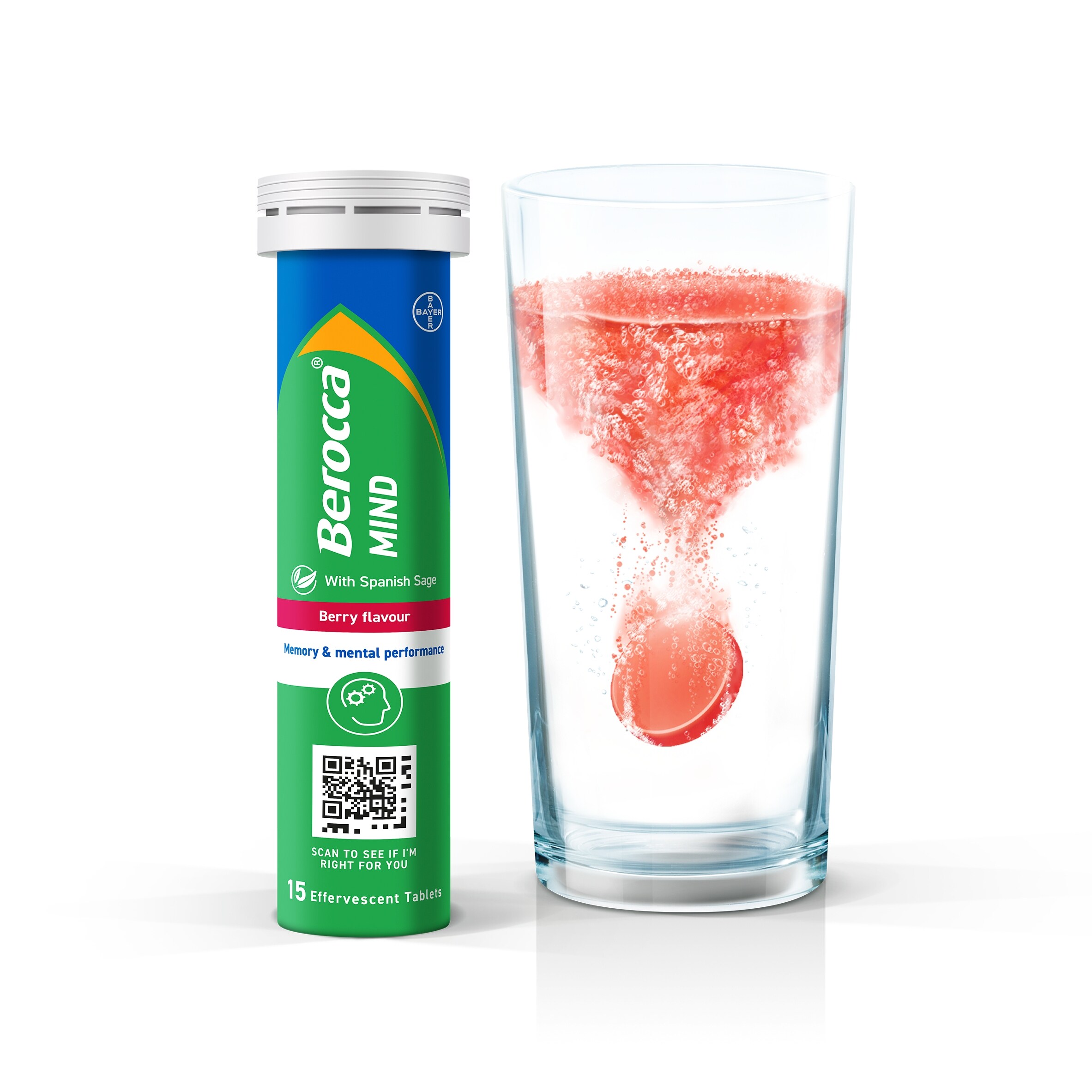 Berocca Mind Berry Flavour 15 Effervescent Tablets thumbnail 2
