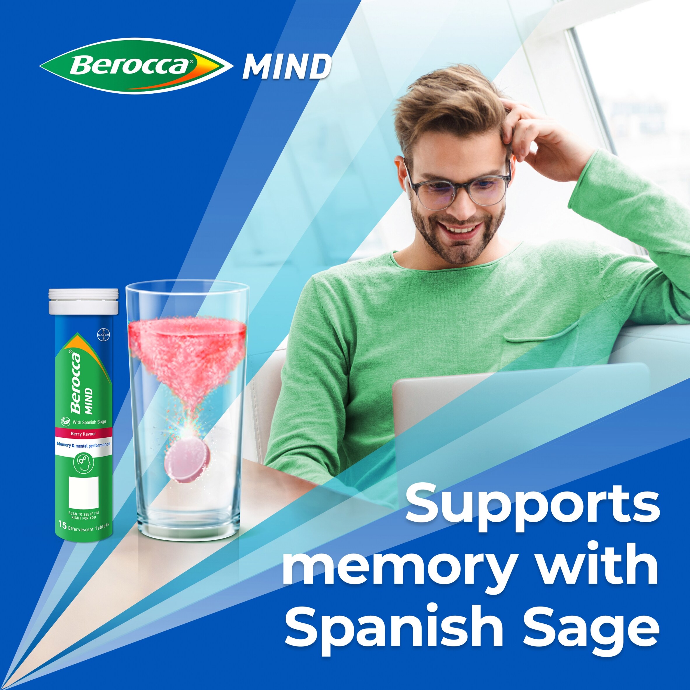 Berocca Mind Berry Flavour 15 Effervescent Tablets thumbnail 4