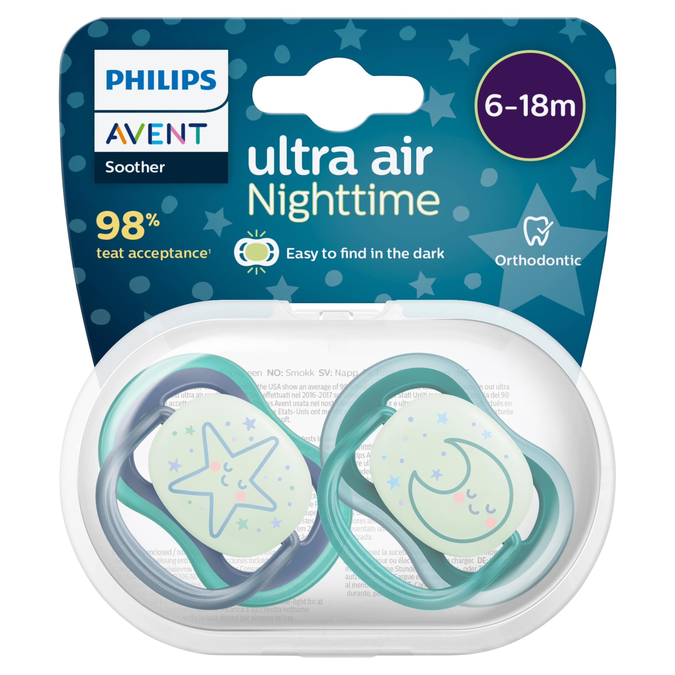 Philips Avent Ultra Air Nighttime Soother 6-18 months 2 pack