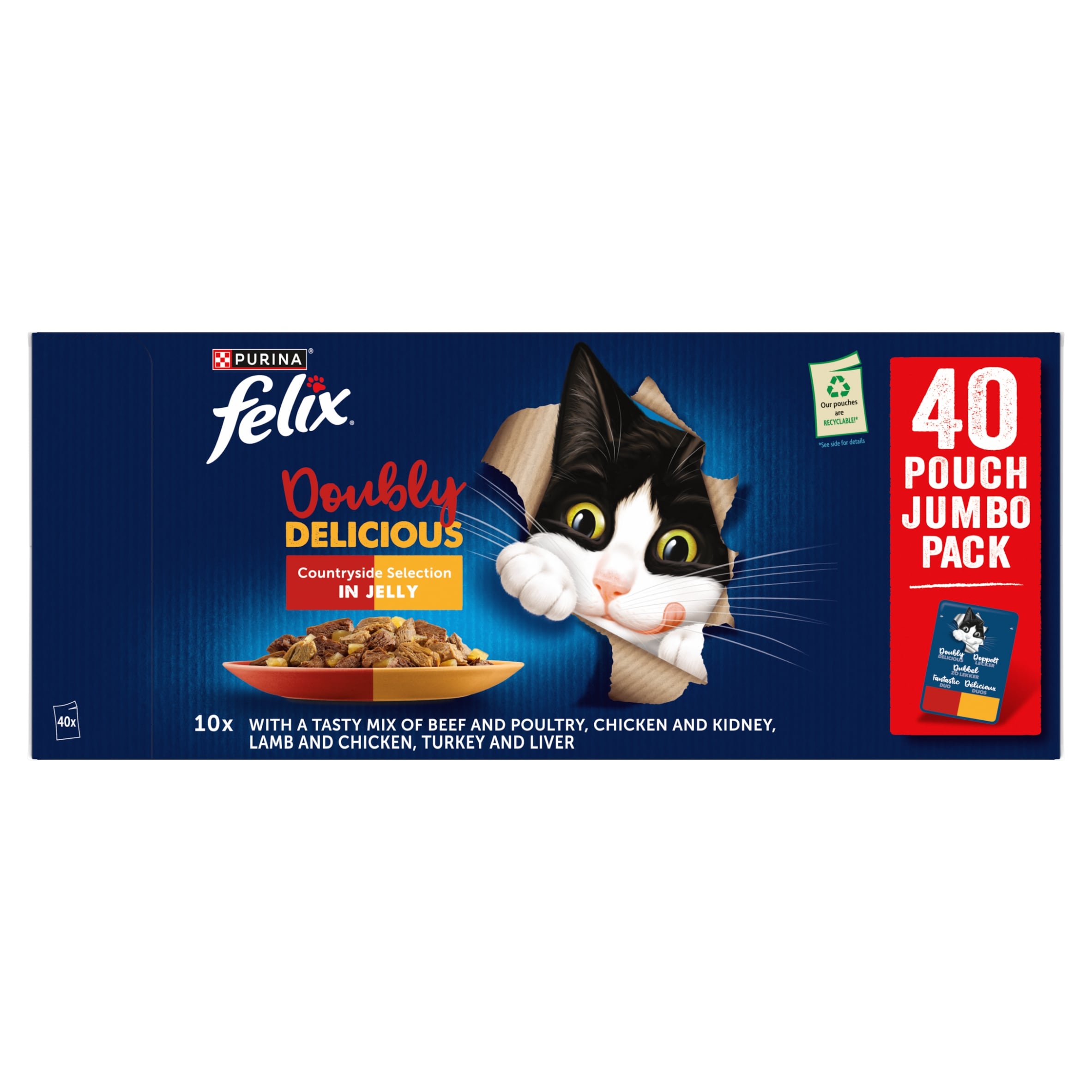 Felix Doubly Delicious Meat Countryside Selection in Jelly Wet Cat Food 40x85g thumbnail 2