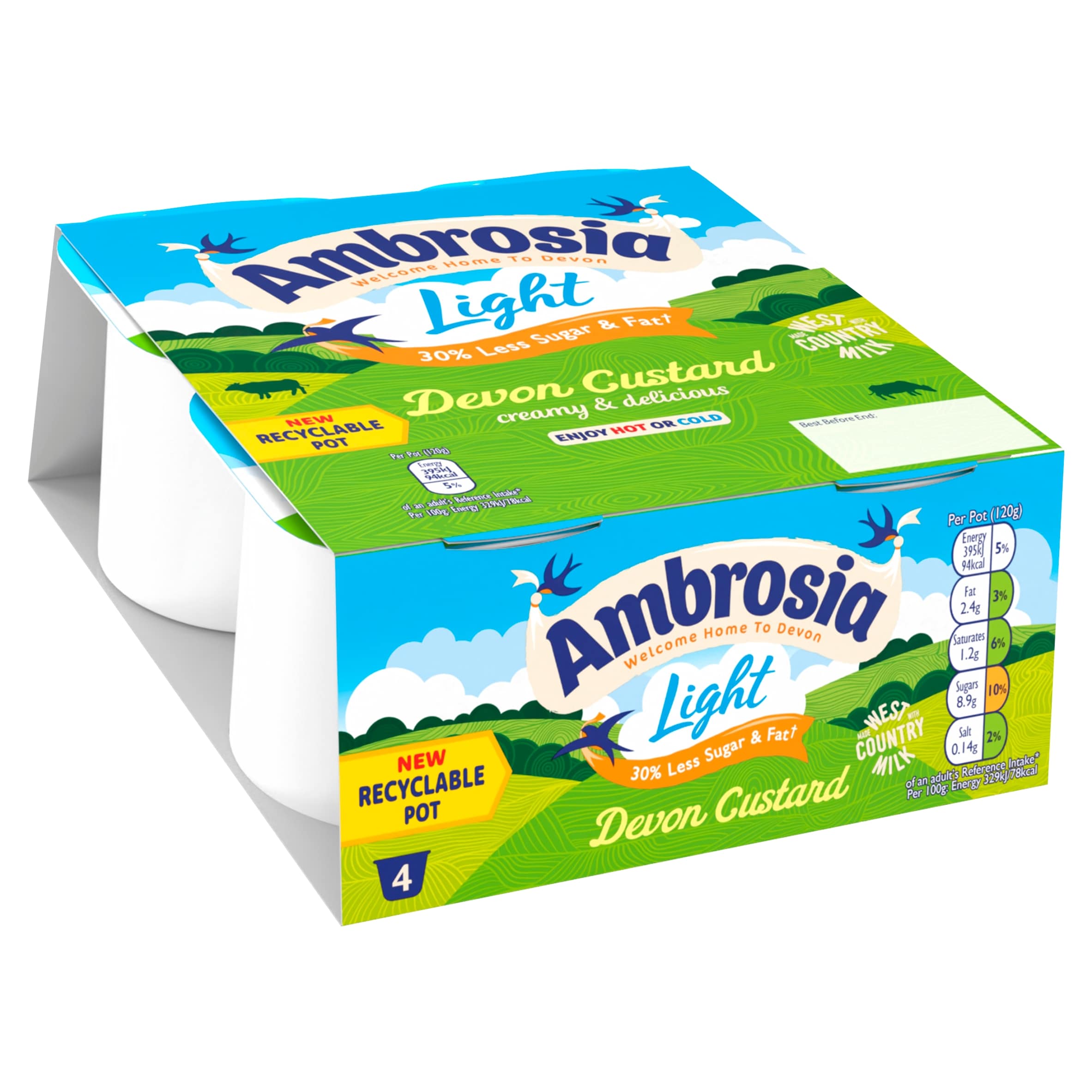 Ambrosia Ready To Eat Light Devon Custard 4 X 120G thumbnail 2