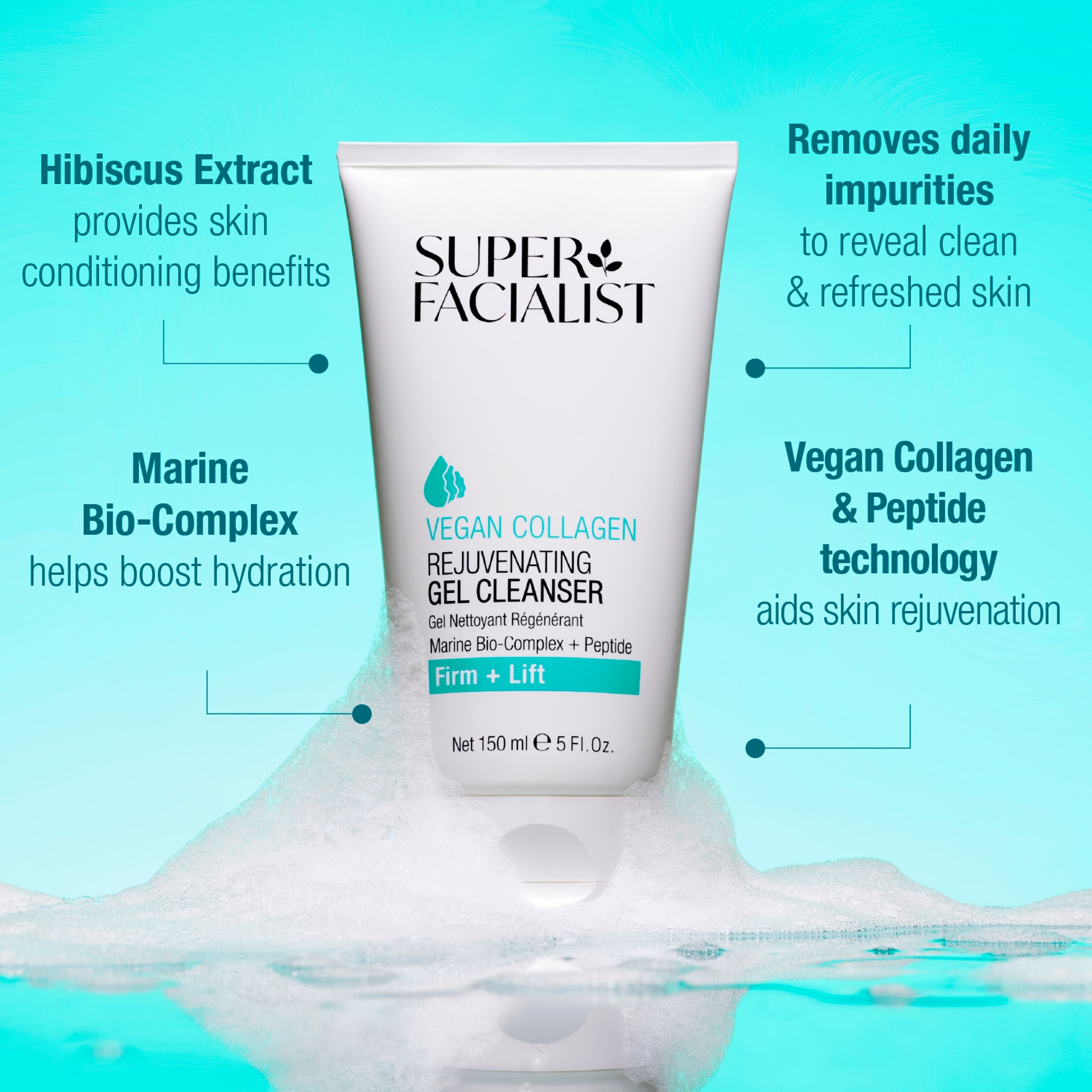 Super Facialist Vegan Collagen Rejuvenating Gel Cleanser 150ml thumbnail 2