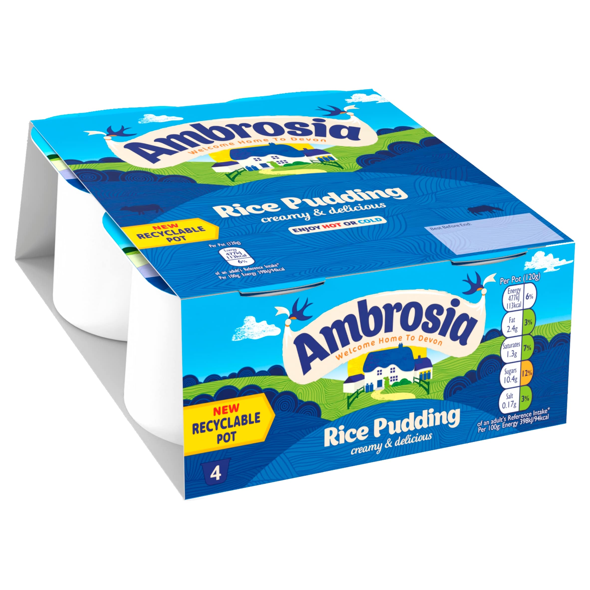 Ambrosia Ready To Eat Creamed Rice Pudding 4 X 120G thumbnail 2