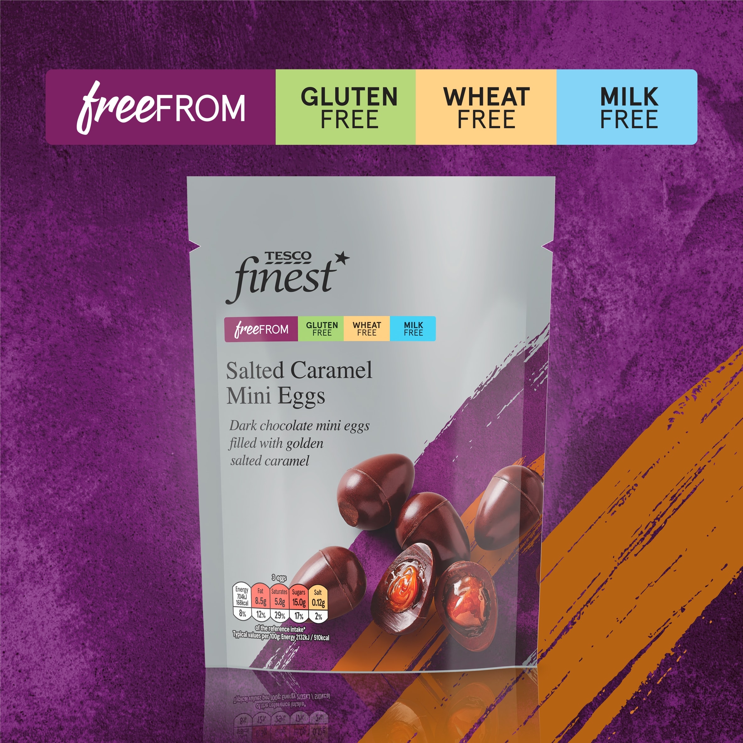 Tesco Finest Free From Salted Caramel Mini Eggs 99g thumbnail 2
