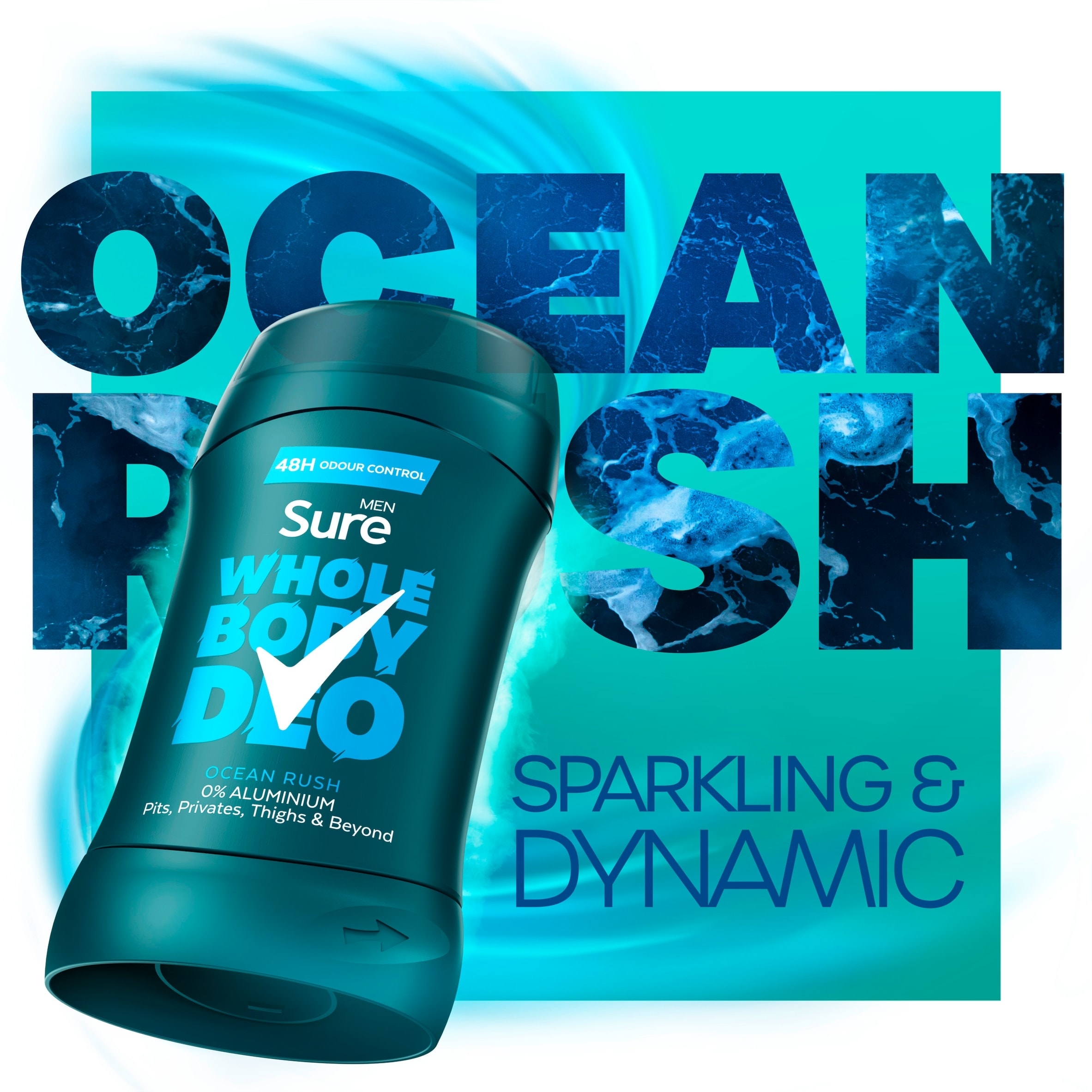 Sure Men Ocean Rush Whole Body Deodorant Stick 48h Odour Control 50ml thumbnail 2