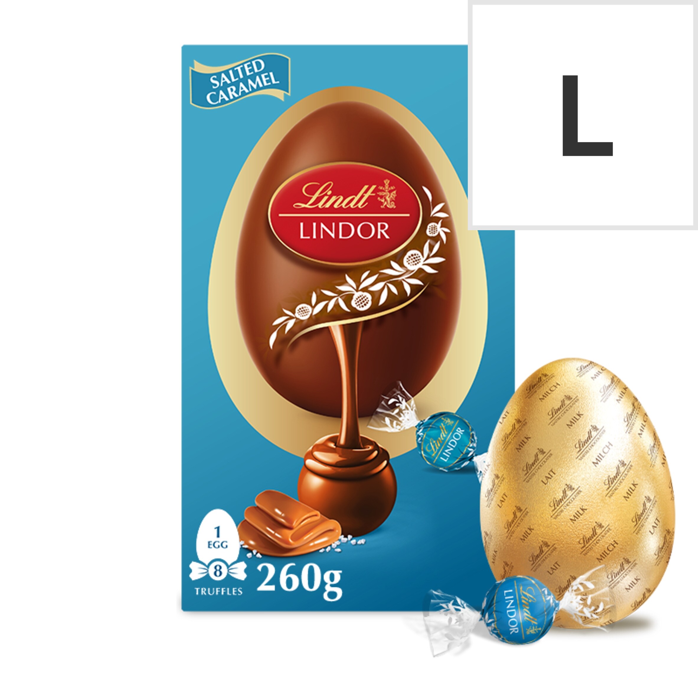Lindt Lindor Milk Chocolate Egg with Salted Caramel Truffles 260g
