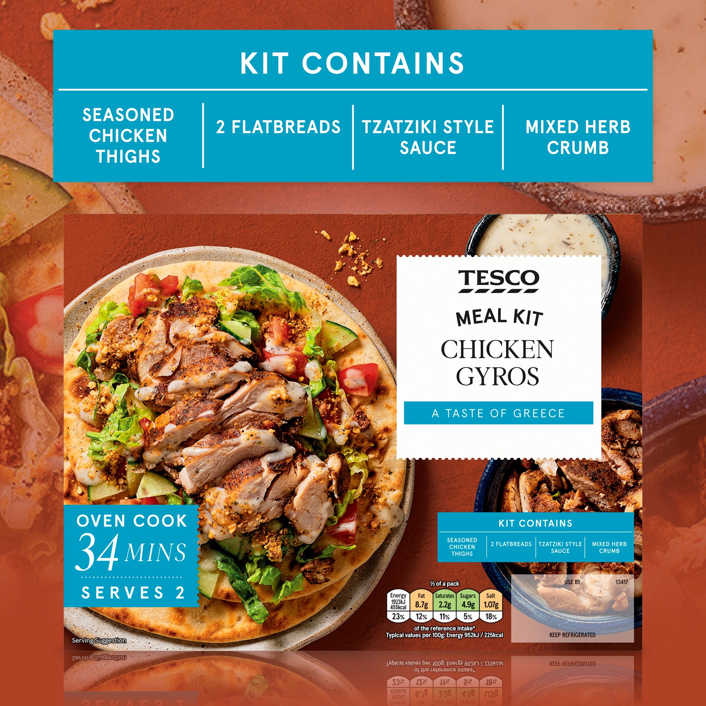 Tesco Meal Kit Chicken Gyros 420g thumbnail 2