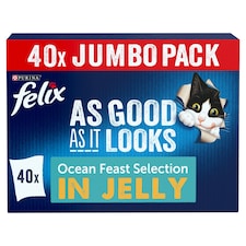 FELIX As Good As it Looks Ocean Feasts in Jelly Wet Cat Food 40x85g