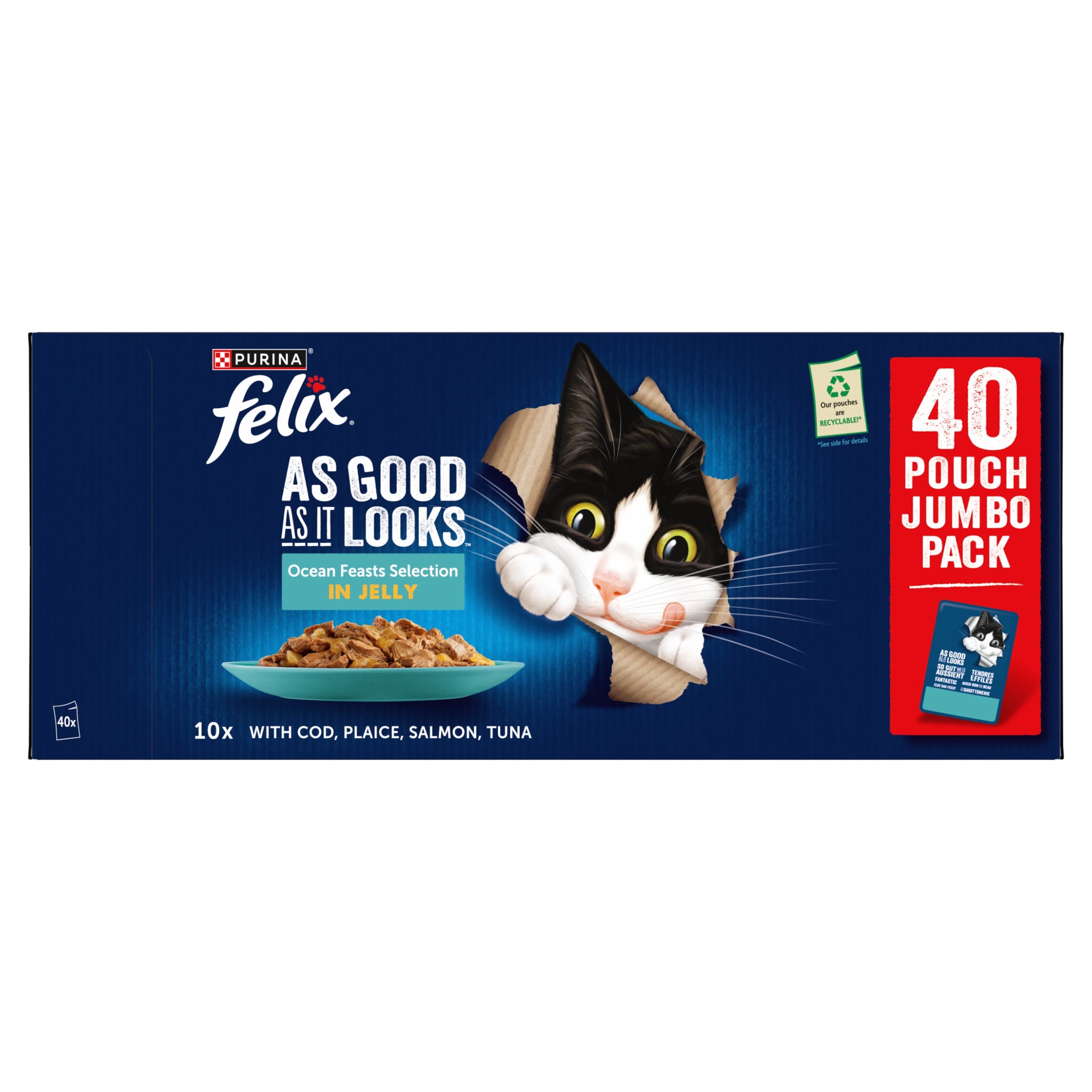 FELIX As Good As it Looks Ocean Feasts in Jelly Wet Cat Food 40x85g thumbnail 2