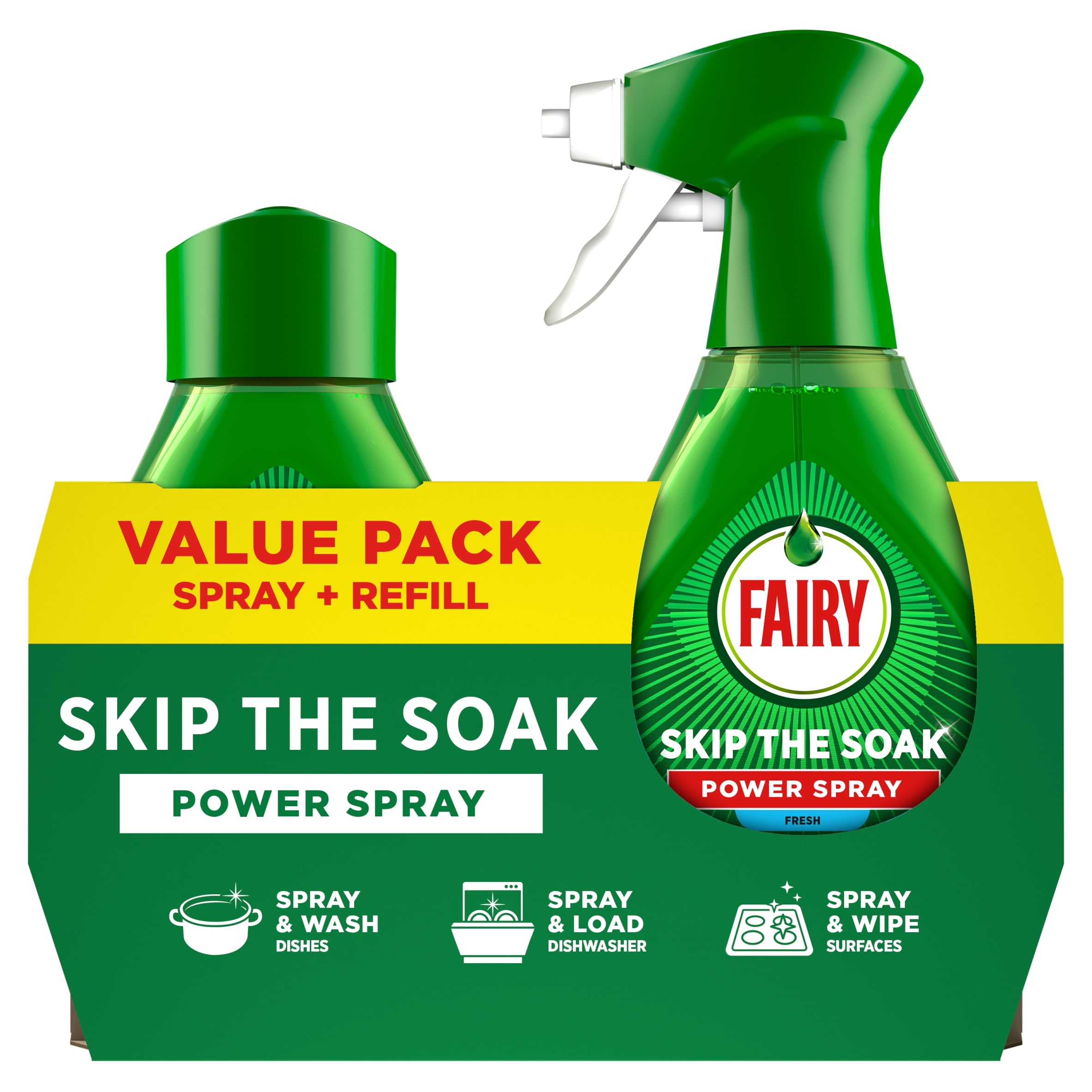 Fairy Skip The Soak Power Spray and Refill Fresh 2x500ml