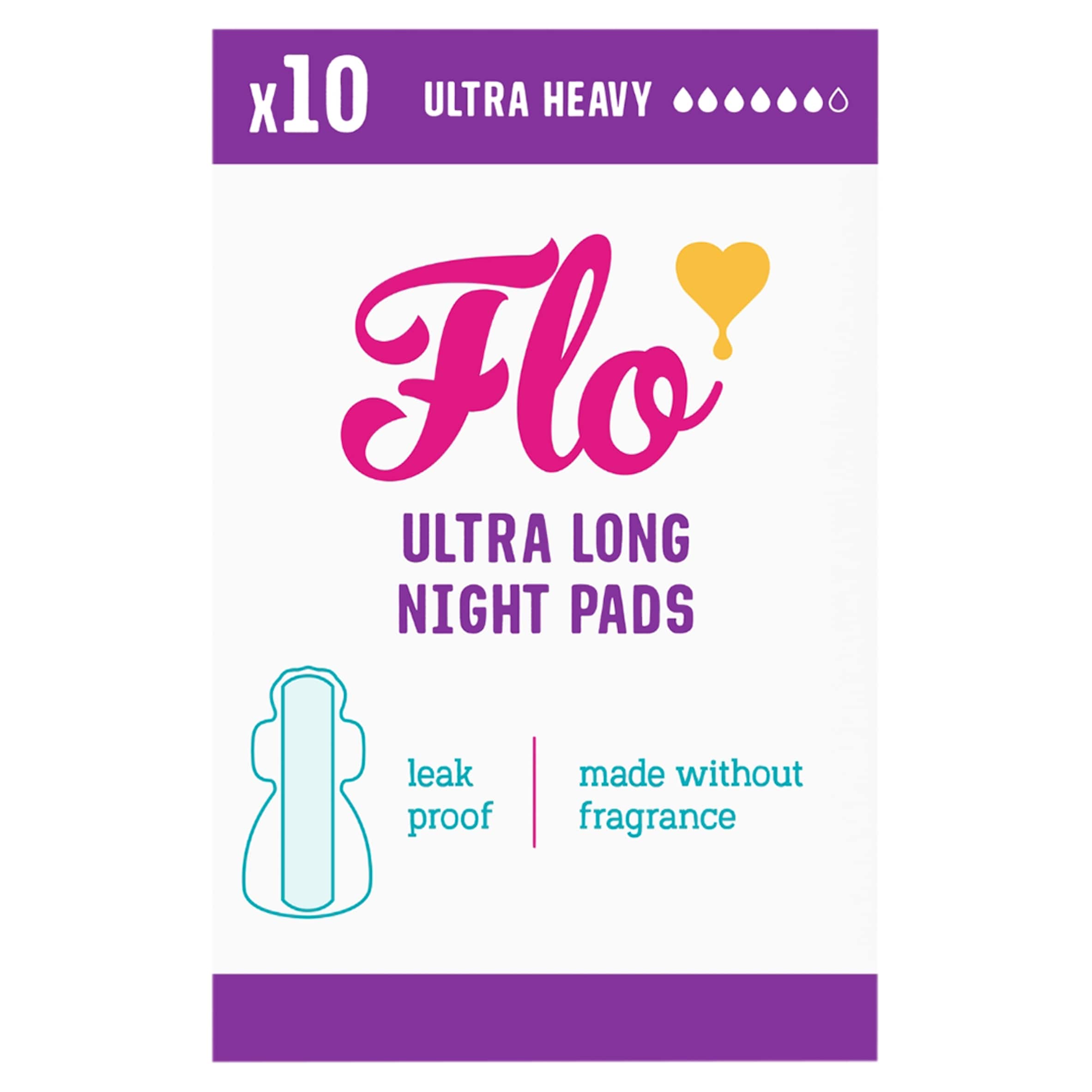 Flo 10 Bamboo Ultra Long Night Pads
