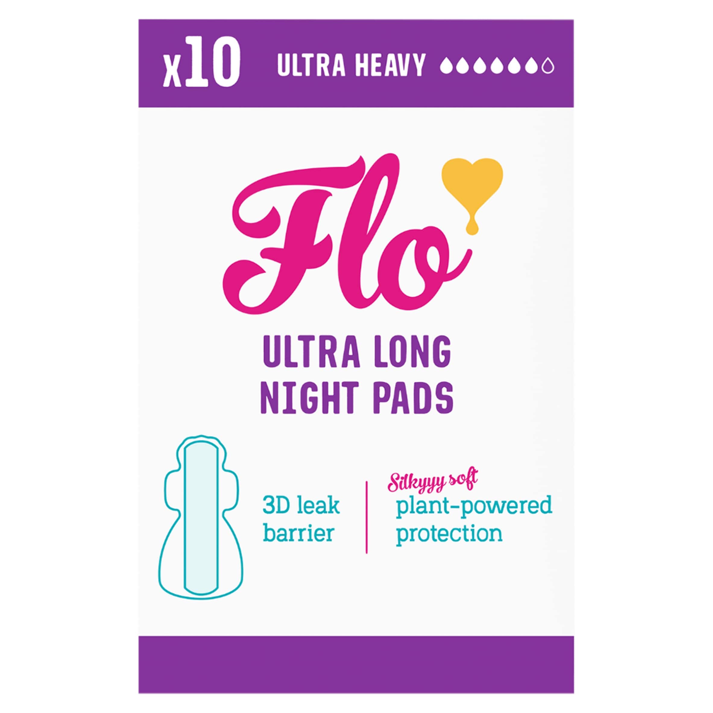 Flo 10 Bamboo Ultra Long Night Pads