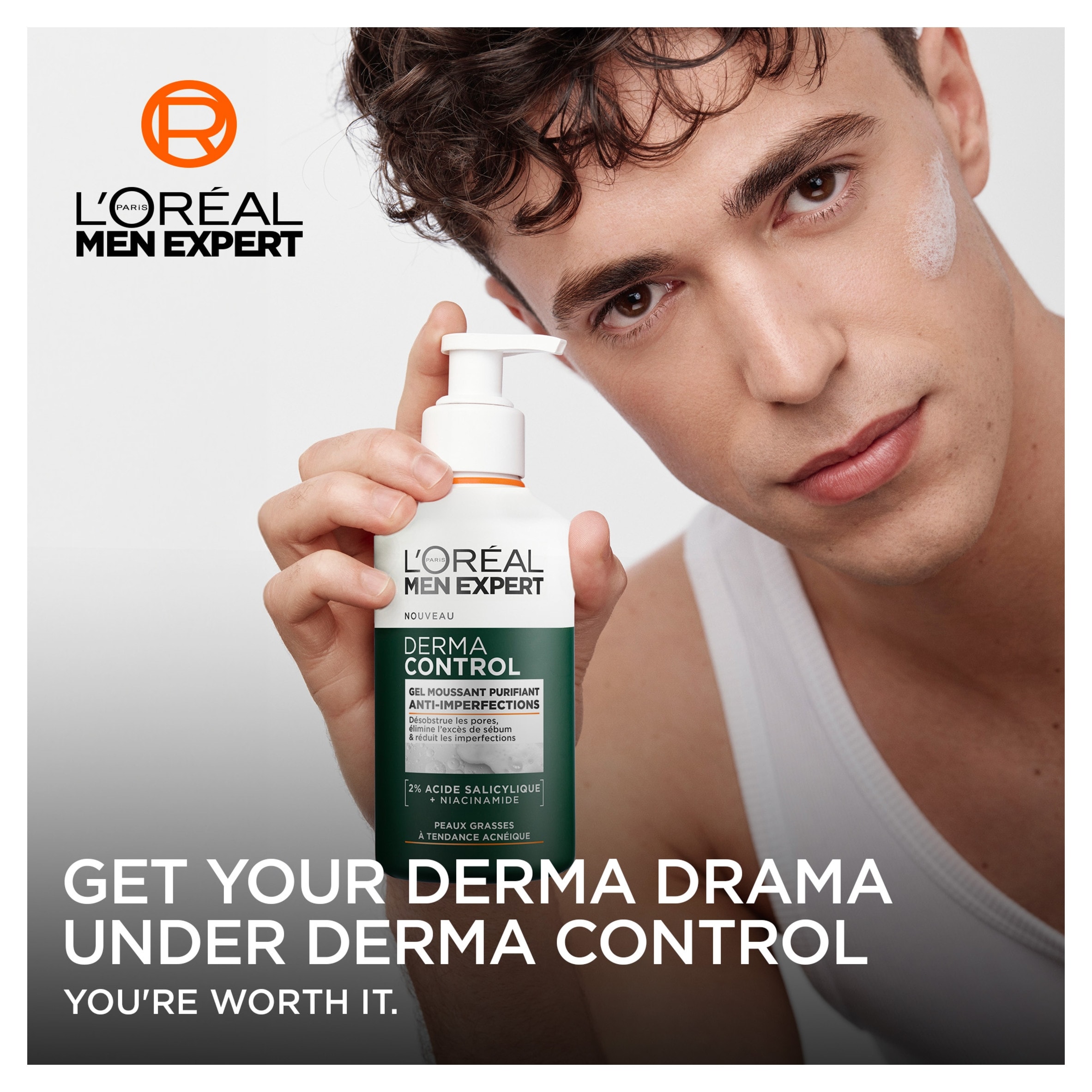  L'Oreal Men Expert Derma Control Gel Cleanser 260ml thumbnail 2