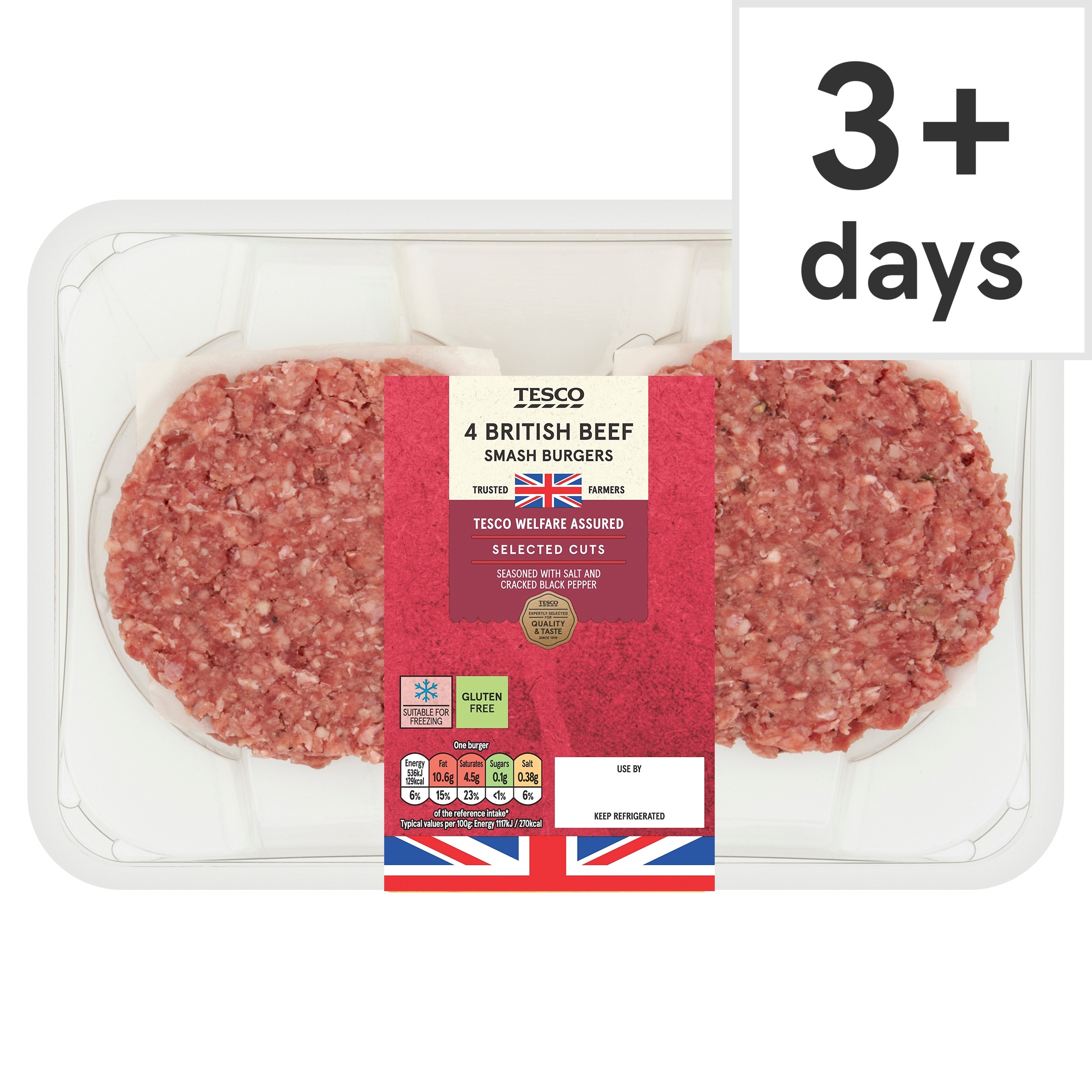 Tesco 4 Smash Burger 340g