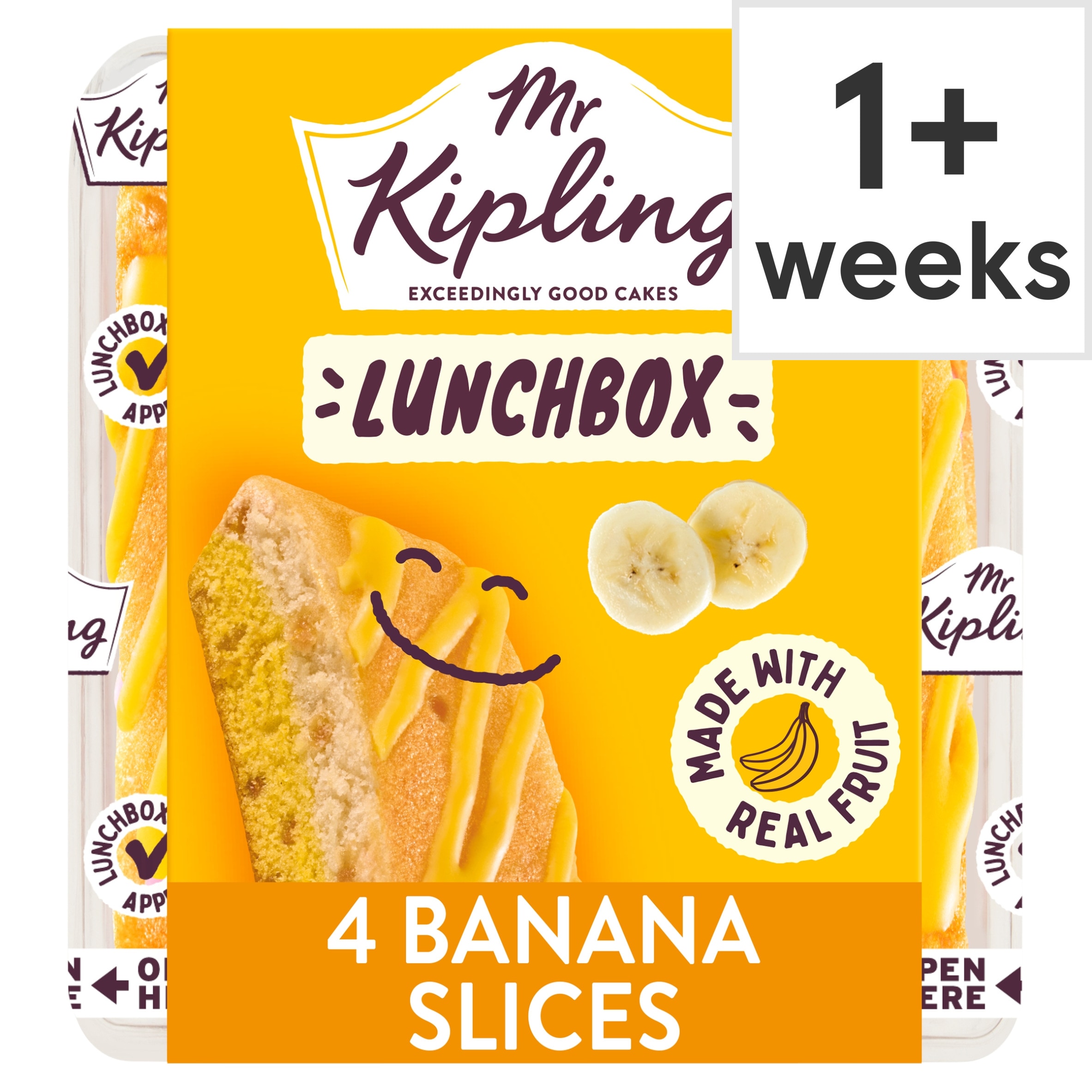 Mr Kipling Banana Lunchbox Cake Slices 4 pack