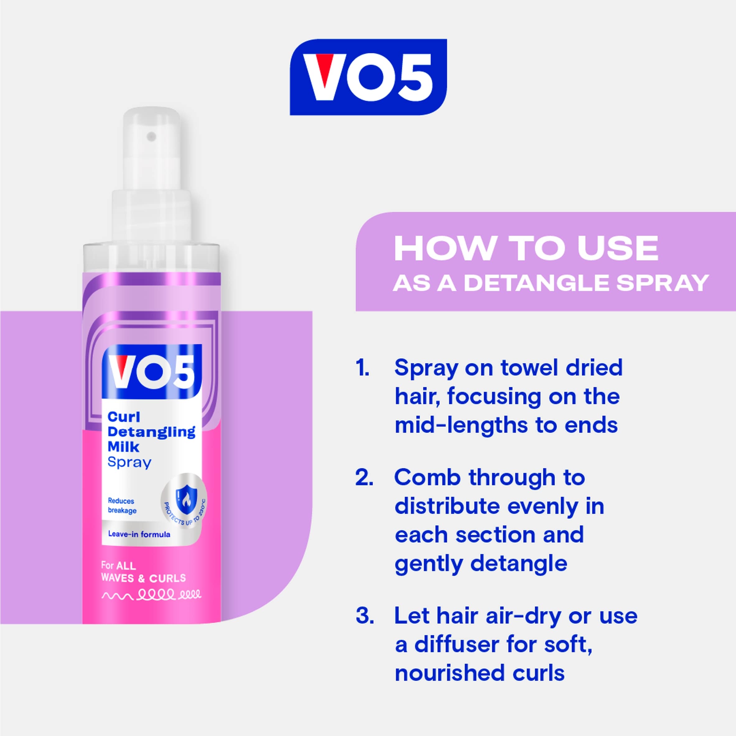 VO5 Curl Detangling Milk Spray 200ml thumbnail 4