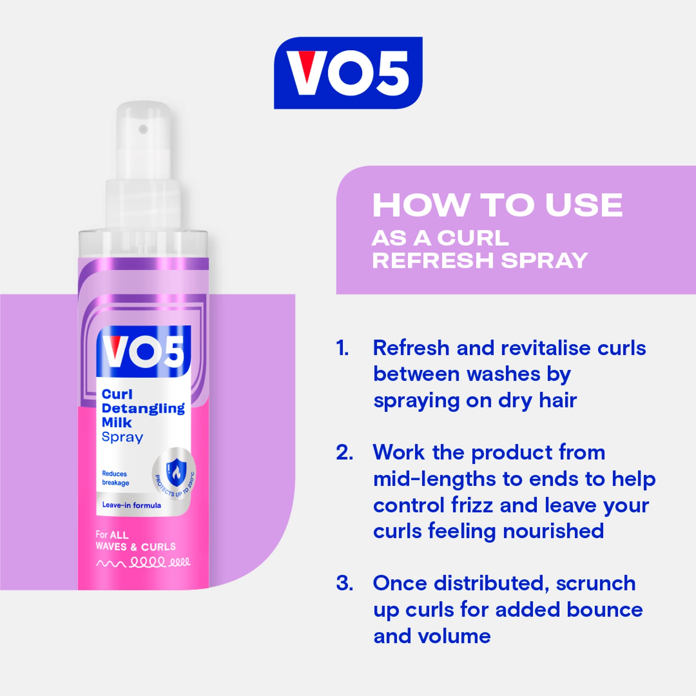 VO5 Curl Detangling Milk Spray 200ml thumbnail 5