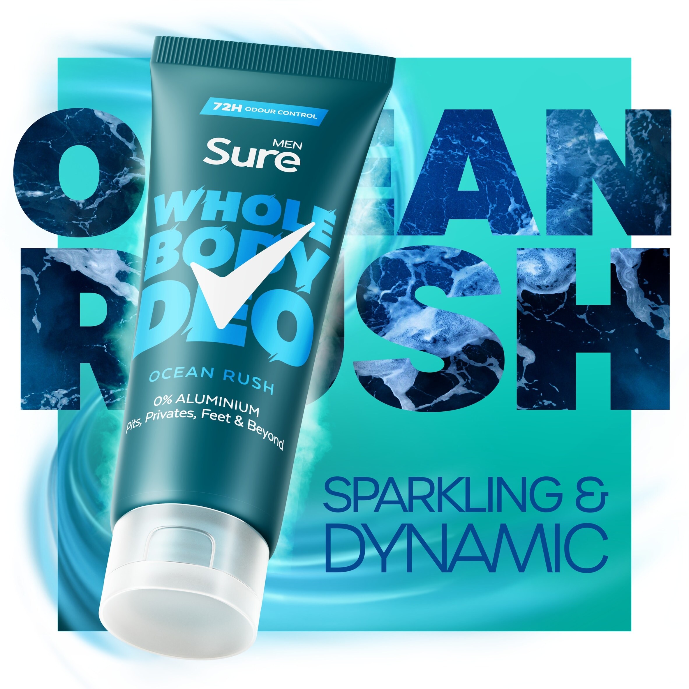 Sure Men Ocean Rush Whole Body Deodorant Cream 72h Odour Control 75ml thumbnail 2