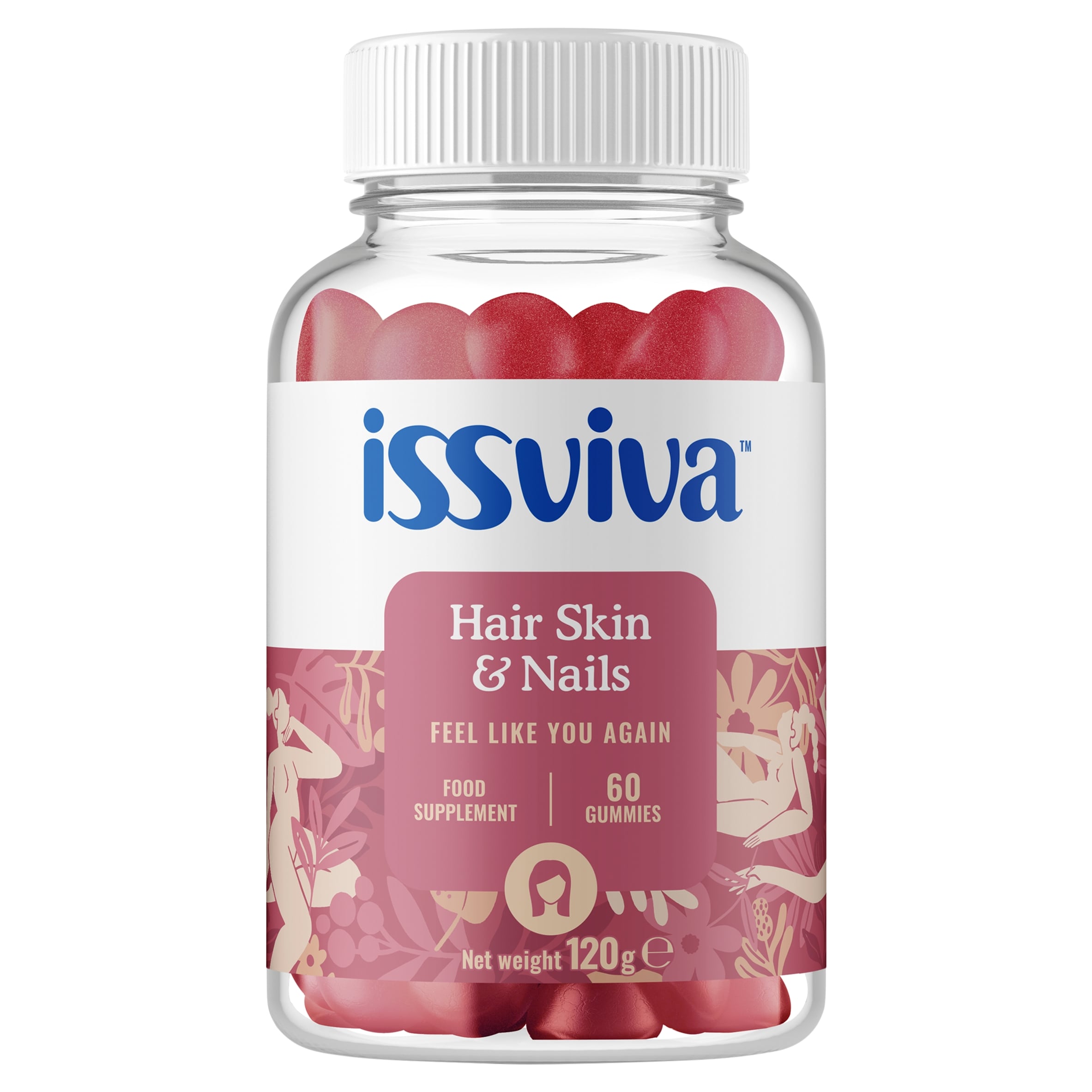 Issviva Menopause Hair Skin and Nails Food Supplement 60 Gummies 120g