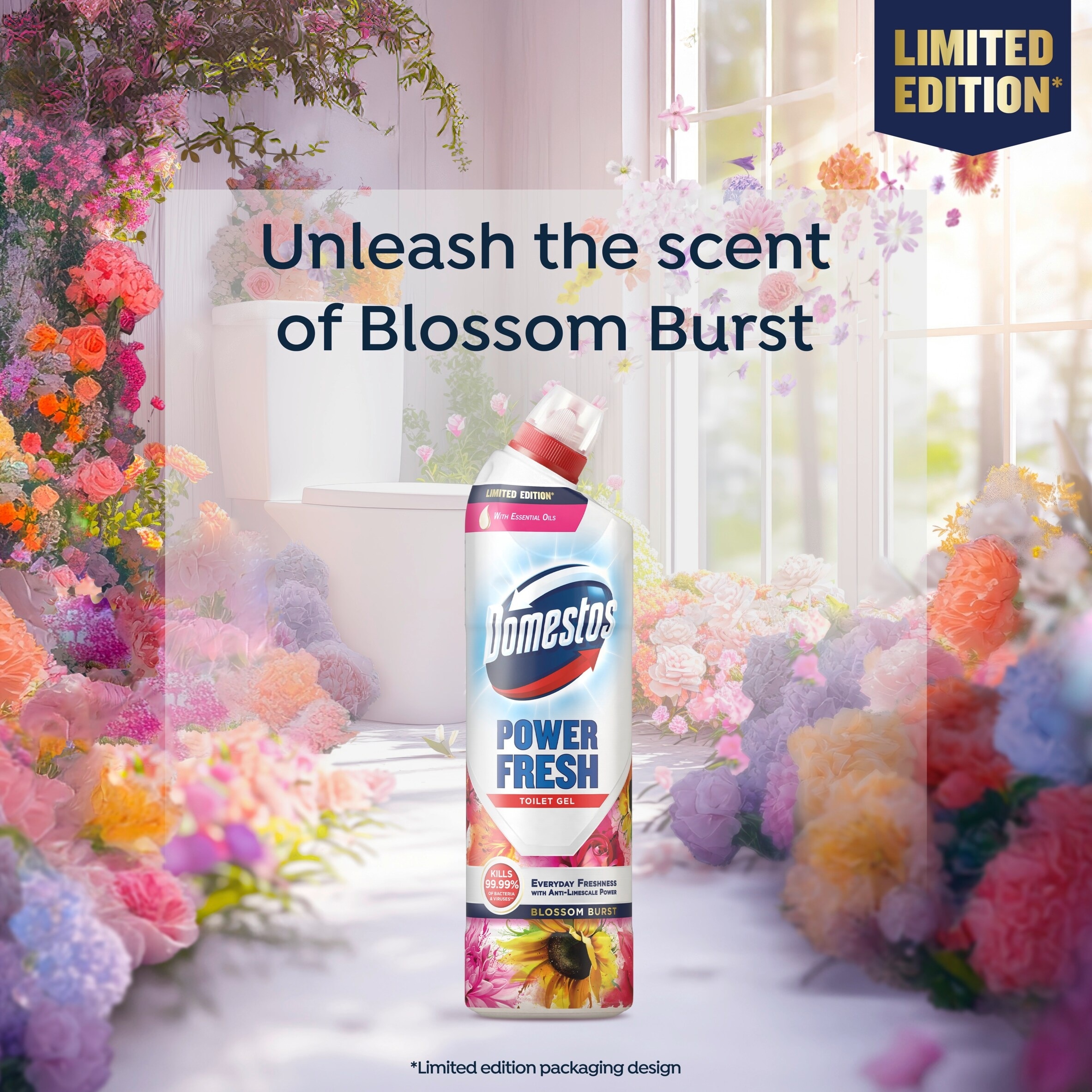 Domestos Power Fresh Toilet Gel Blossom Burst Limited Edition 750ml thumbnail 2