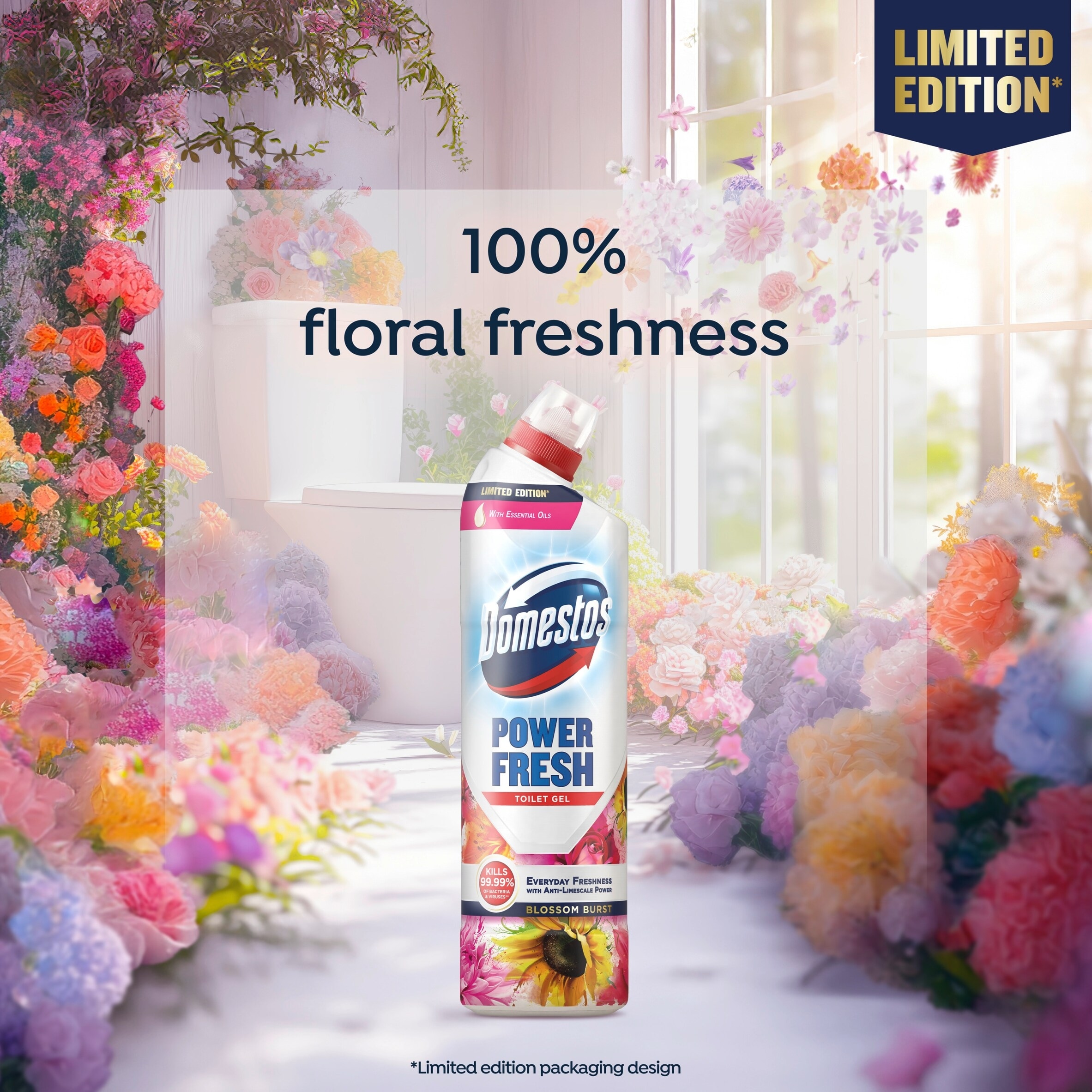 Domestos Power Fresh Toilet Gel Blossom Burst Limited Edition 750ml thumbnail 3