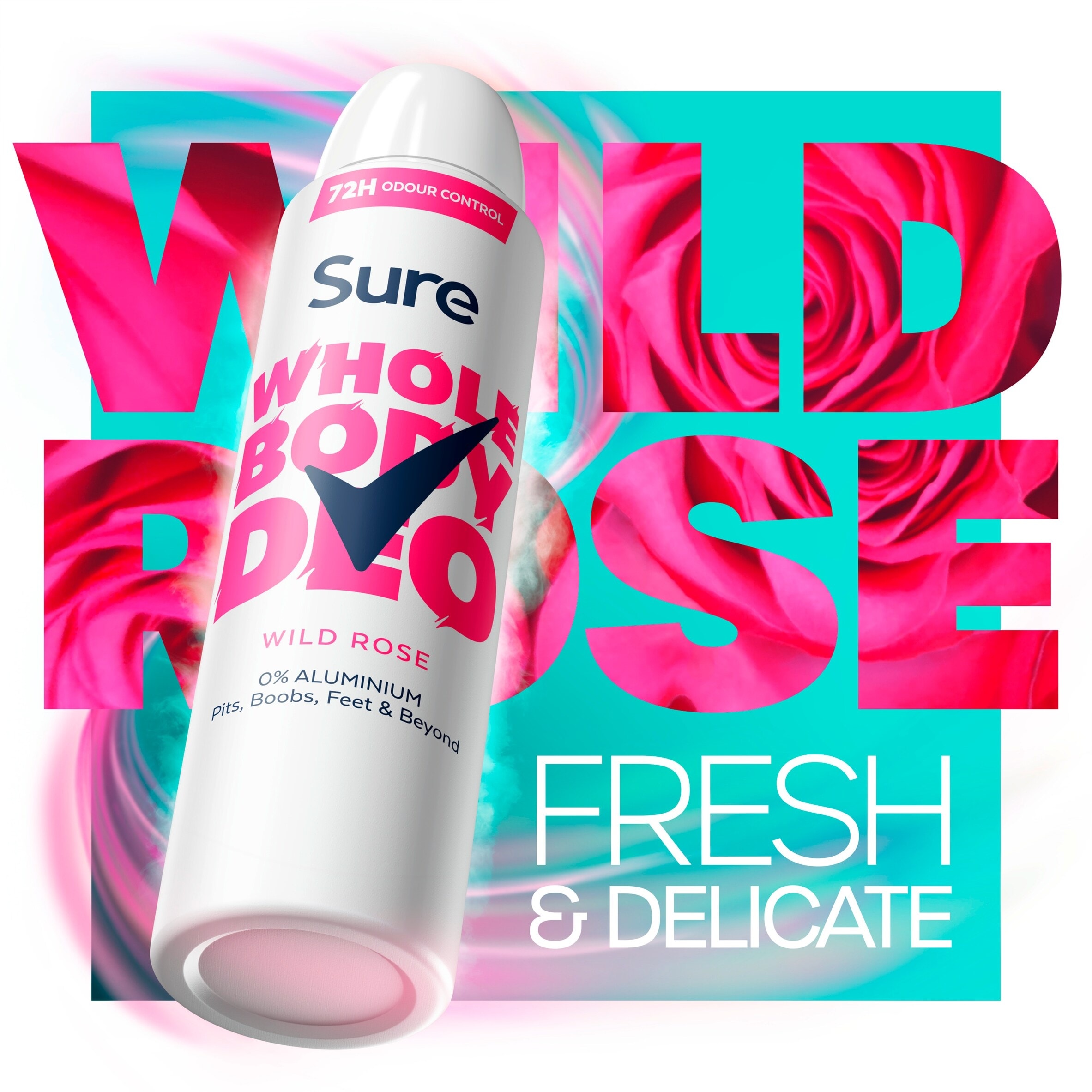 Sure Women Wild Rose Whole Body Deodorant Spray 72h Odour Control 150ml thumbnail 2
