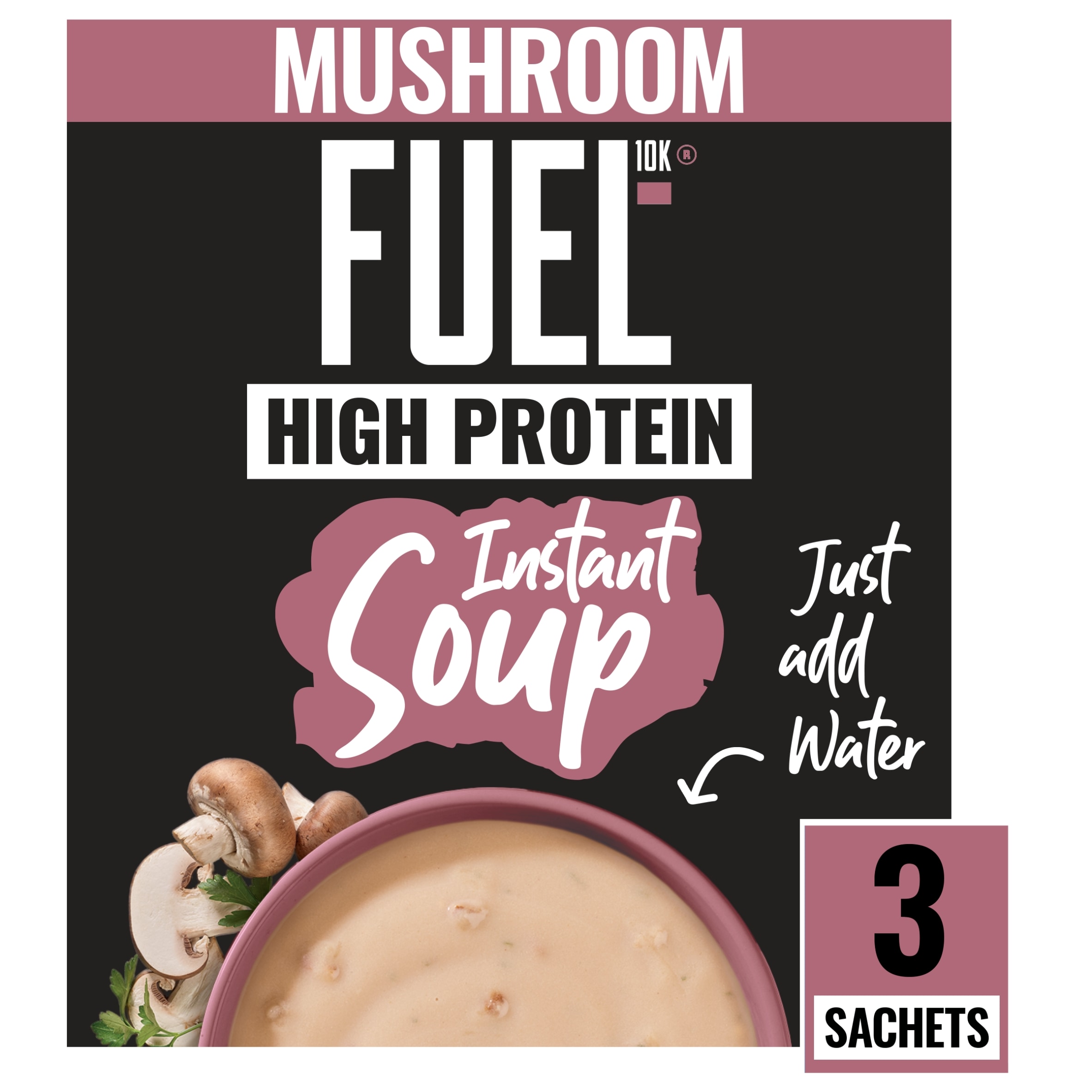 FUEL10K High Protein Mushroom Instant Cup Soup 3 Packet 64g
