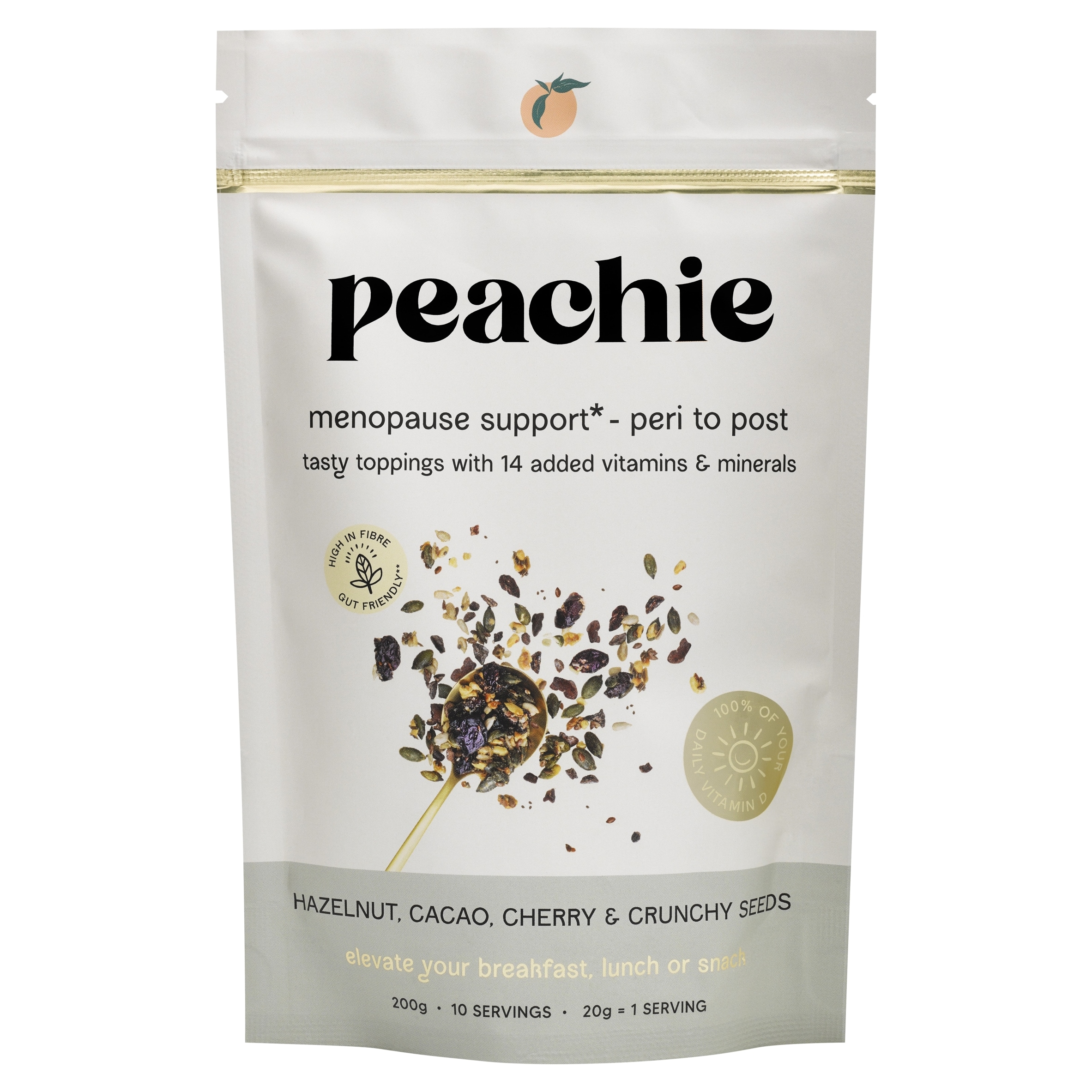 Peachie - Hazelnut, Cacao & Cherry Toppings for Menopause 200g