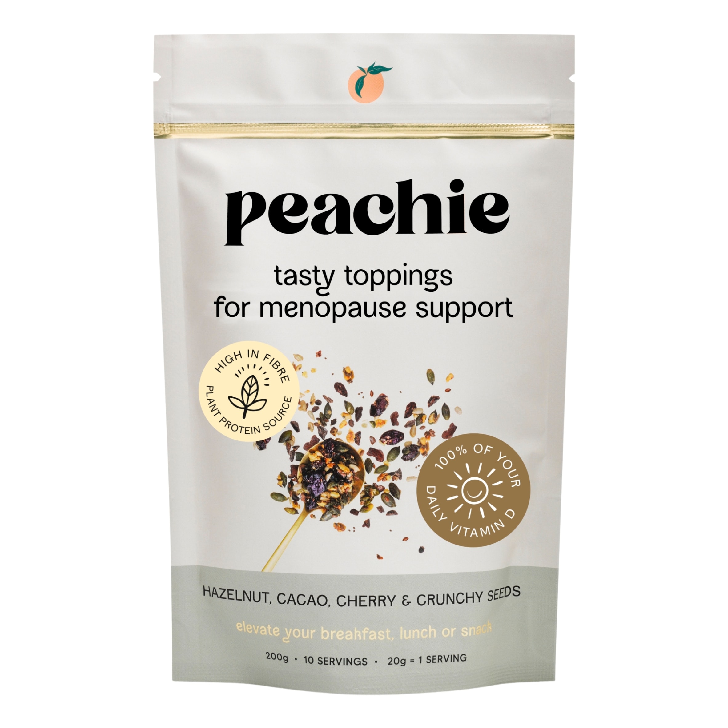 Peachie - Hazelnut, Cacao & Cherry Toppings for Menopause 200g thumbnail 5