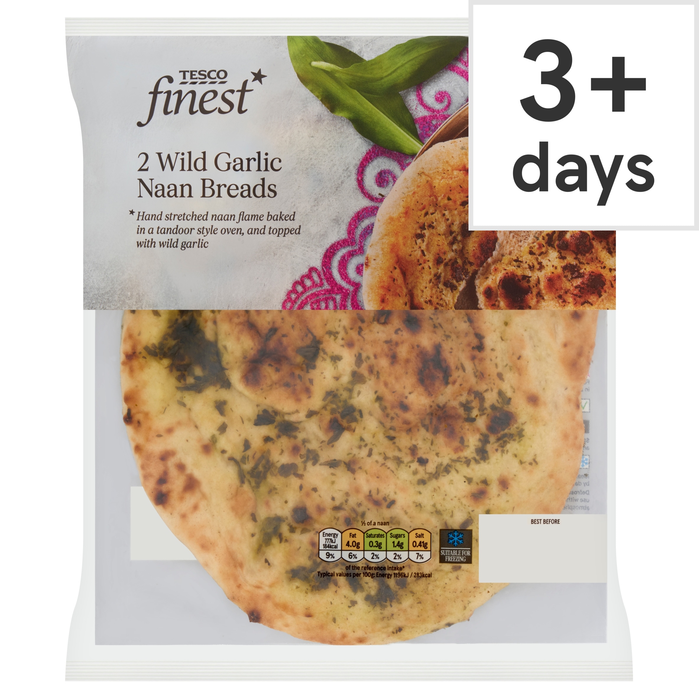 Tesco Finest 2 Wild Garlic Naan Breads