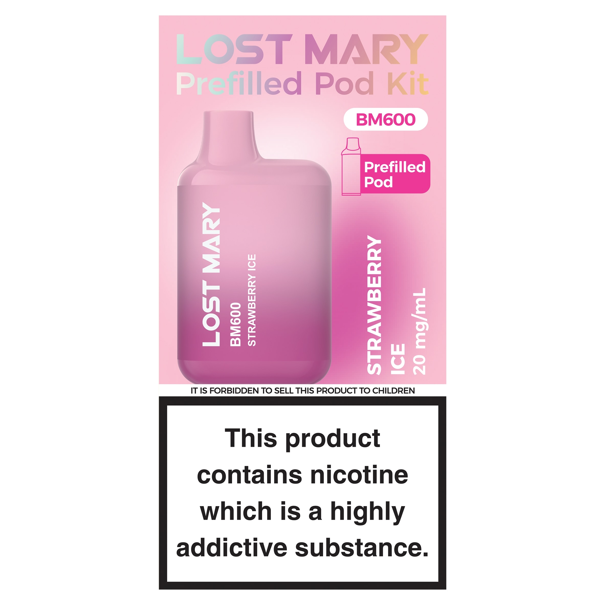 Lost Mary BM600 Refillable Kit Strawberry Ice 20mg/ml 2ml