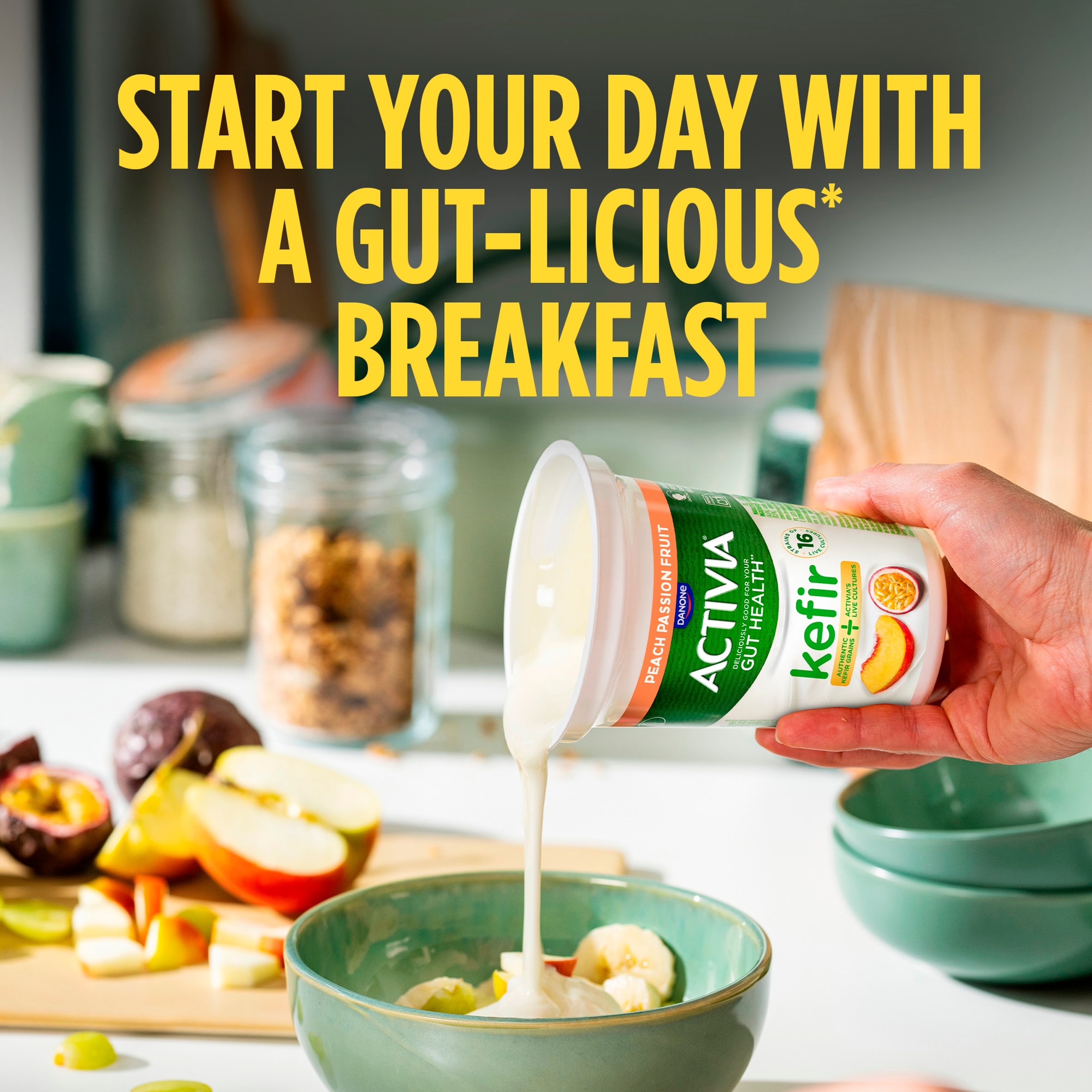 Activia Kefir Peach Passion Fruit Gut Health Yoghurt 345g thumbnail 5