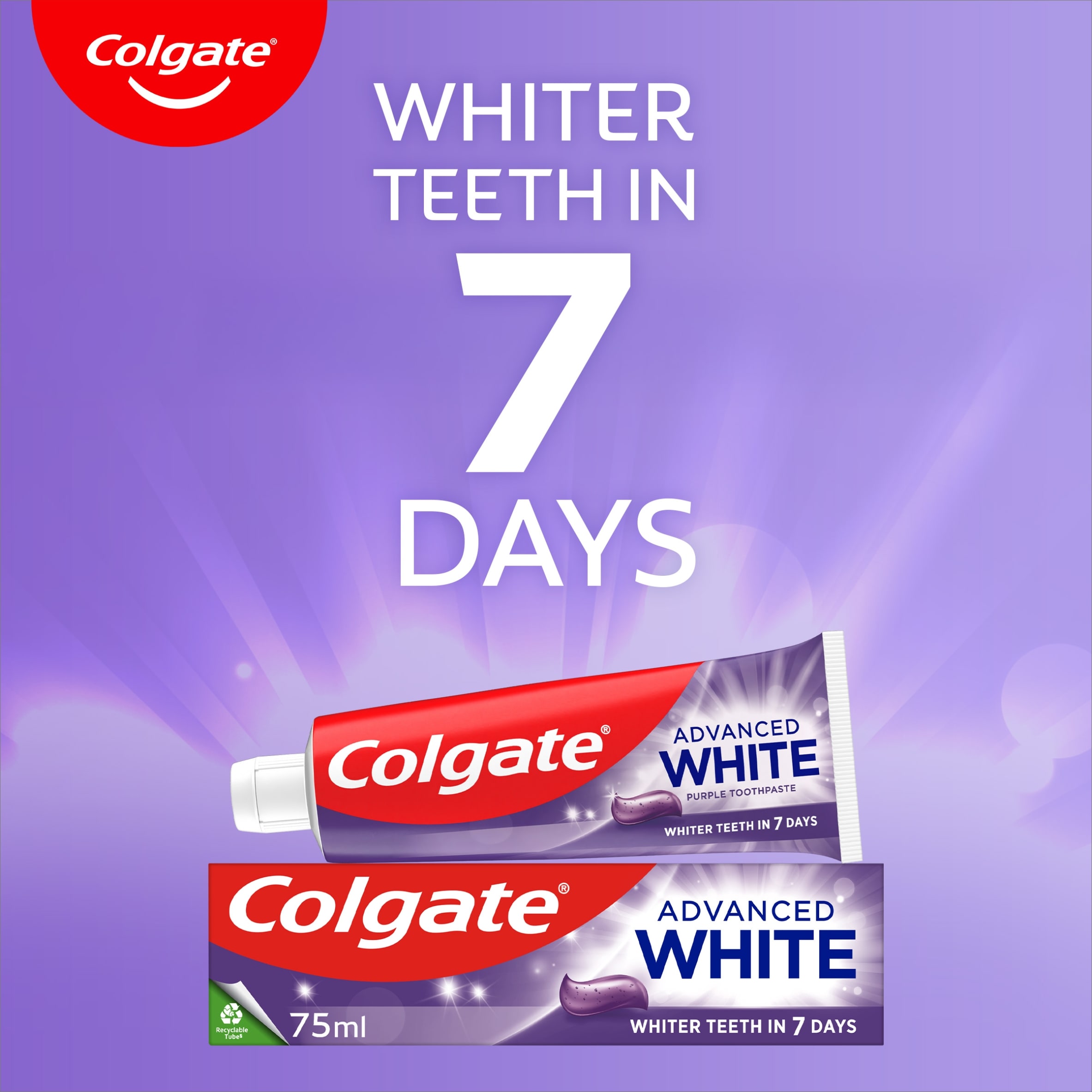 Colgate Advanced White Purple Teeth Whitening Toothpaste 75ml thumbnail 2