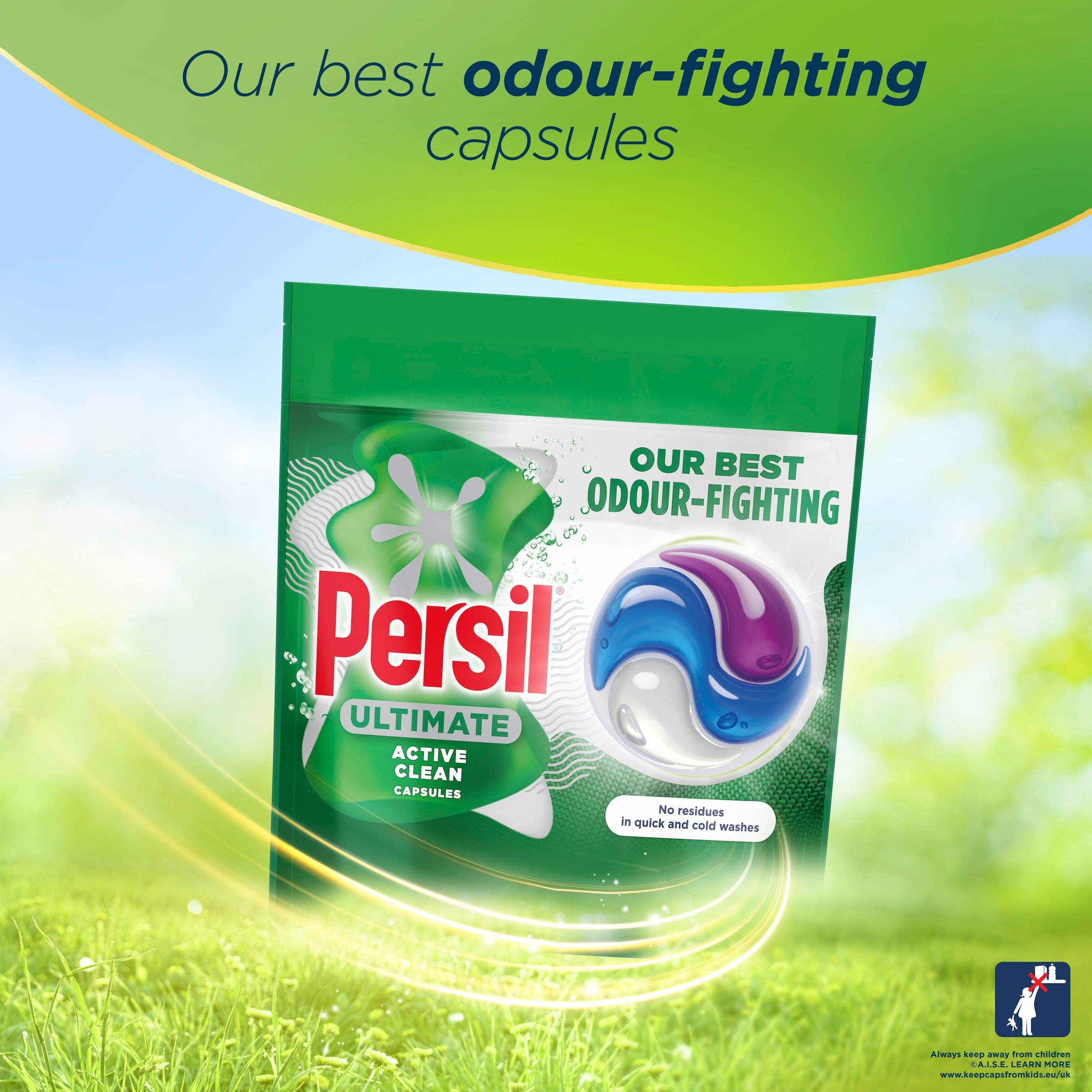 Persil Ultimate Active Clean Laundry Washing Detergent Capsules 44 Washes 928g thumbnail 2
