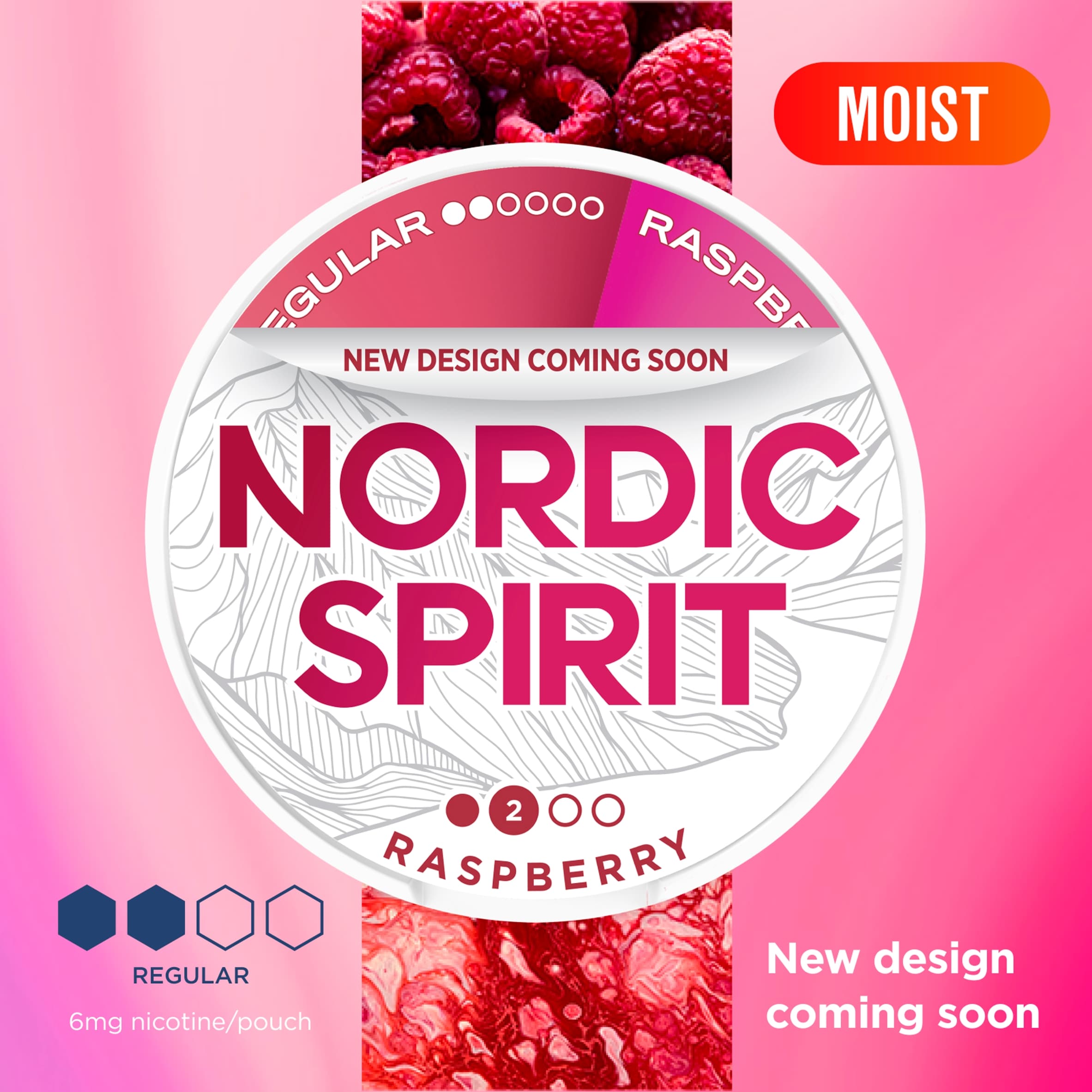 Nordic Spirit Raspberry Tobacco Free Nicotine Pouches Regular 20 Pack 6mg 14g thumbnail 2