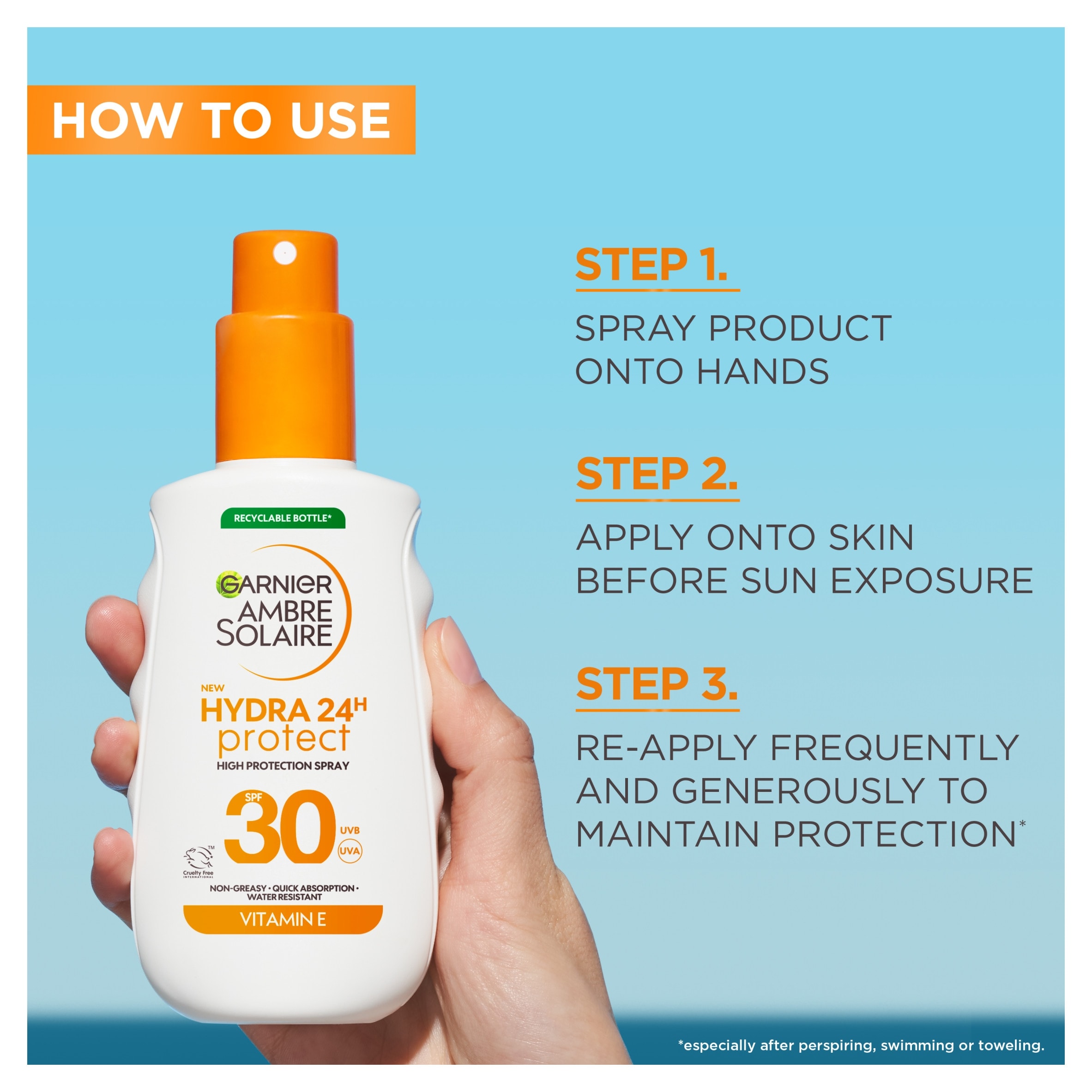 Garnier Ambre Solaire Hydra 24H Protect SPF30 Spray 150ml thumbnail 5